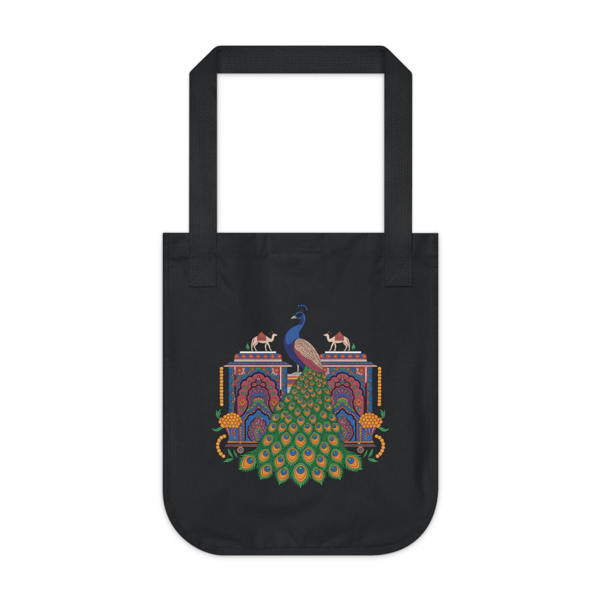 Peacock Design Organic Canvas Tote Bag, Eco-Friendl Bag, Reusable Shopping Bag