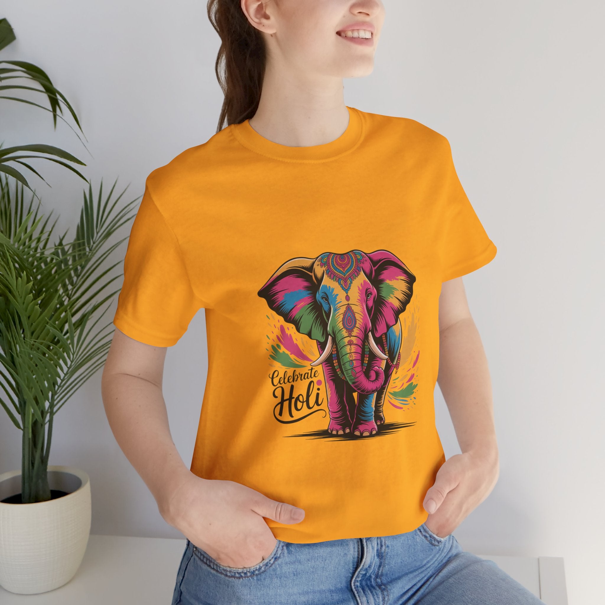 Holi Festival T-Shirt, Colorful Elephant Holi Tee, Color Splash Tee, Festival Party Wear