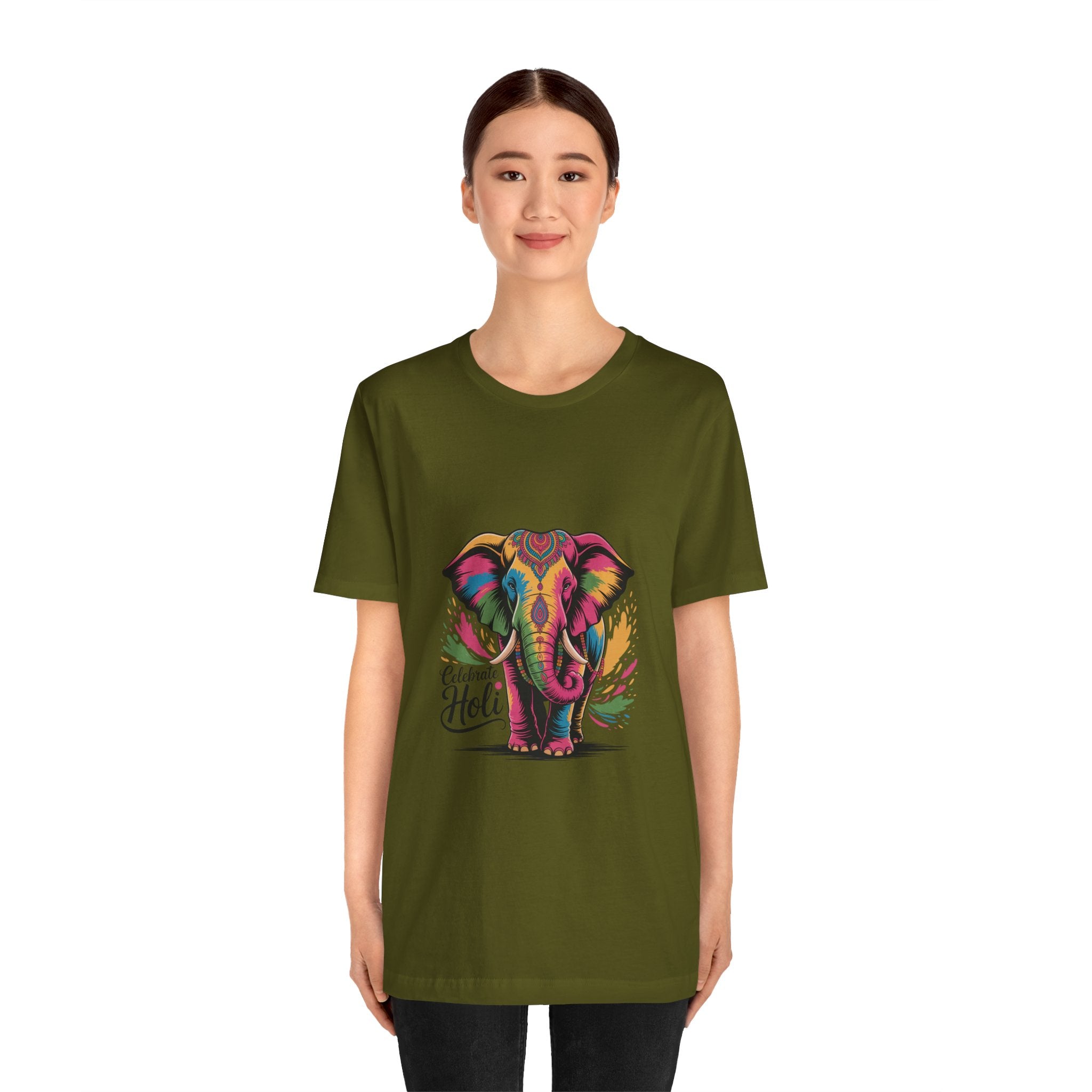 Holi Festival T-Shirt, Colorful Elephant Holi Tee, Color Splash Tee, Festival Party Wear