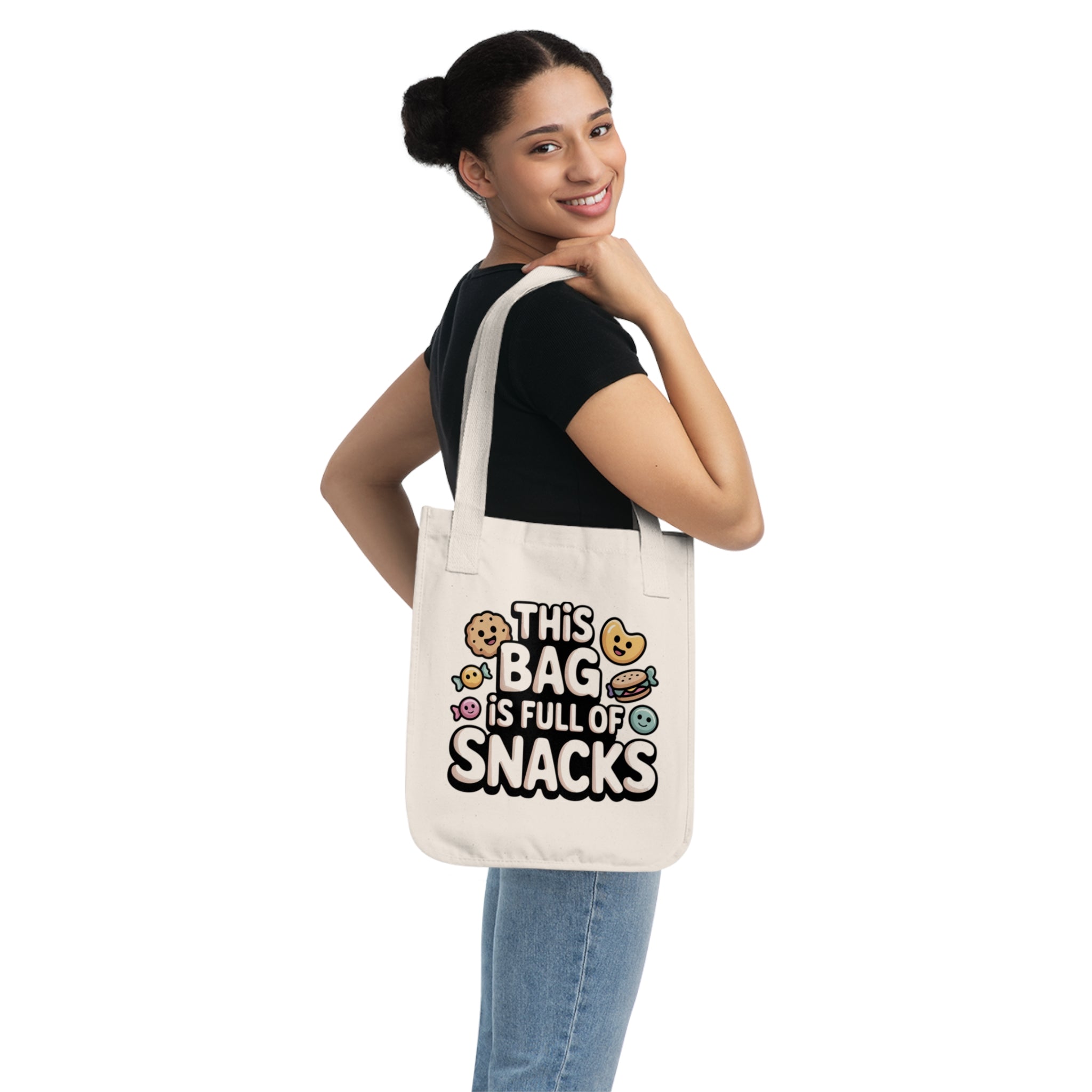 Snack Lover's Organic Canvas Tote Bag, Reusable Grocery Bag, Eco-Friendly Bag, Gift for Foodies