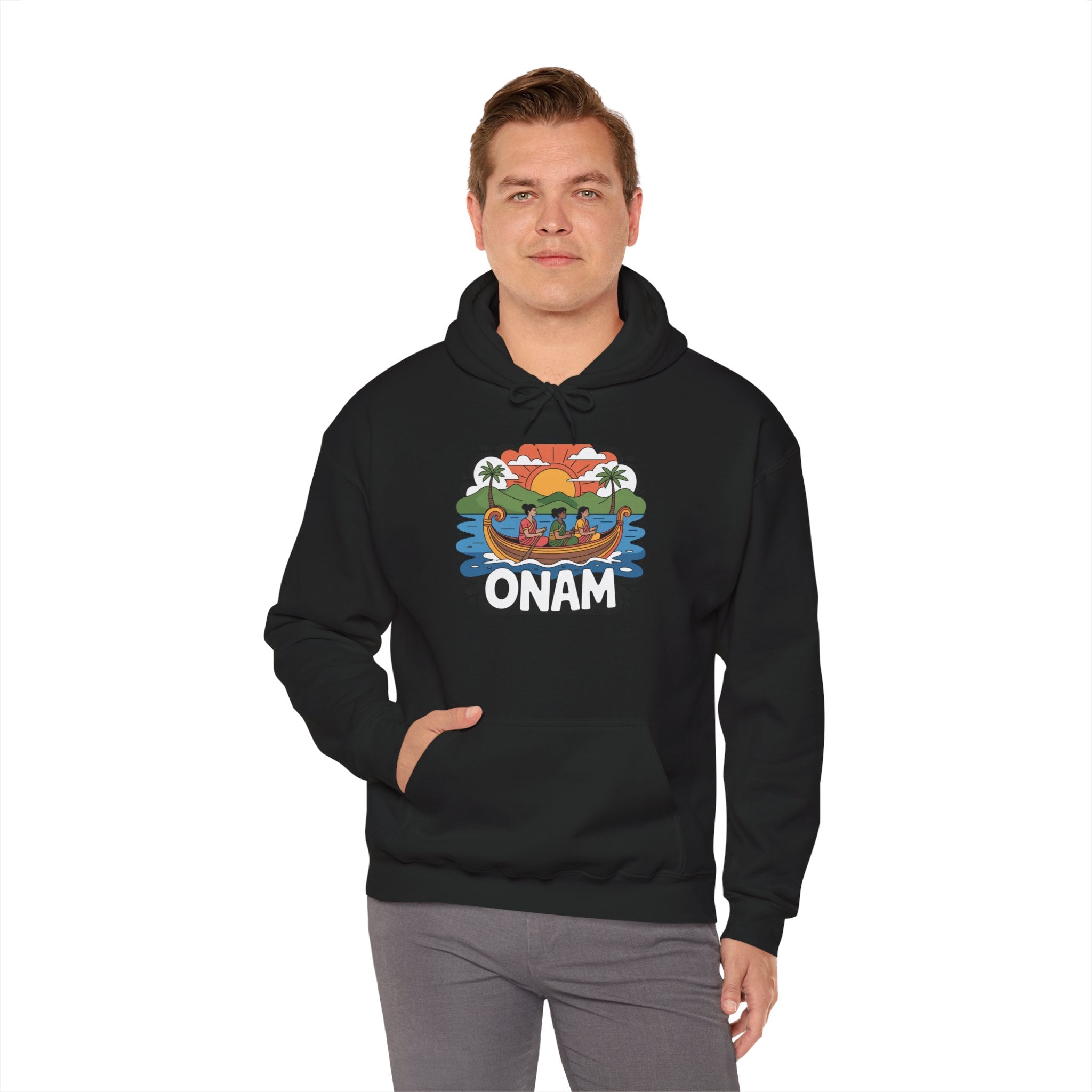 Onam Hoodie, Kerala Festival Hoodie, Traditional Pookalam & Sadya Wear, Family Festive Wear