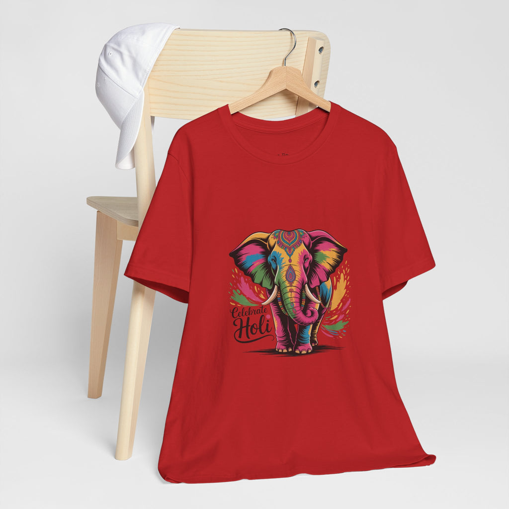 Holi Festival T-Shirt, Colorful Elephant Holi Tee, Color Splash Tee, Festival Party Wear