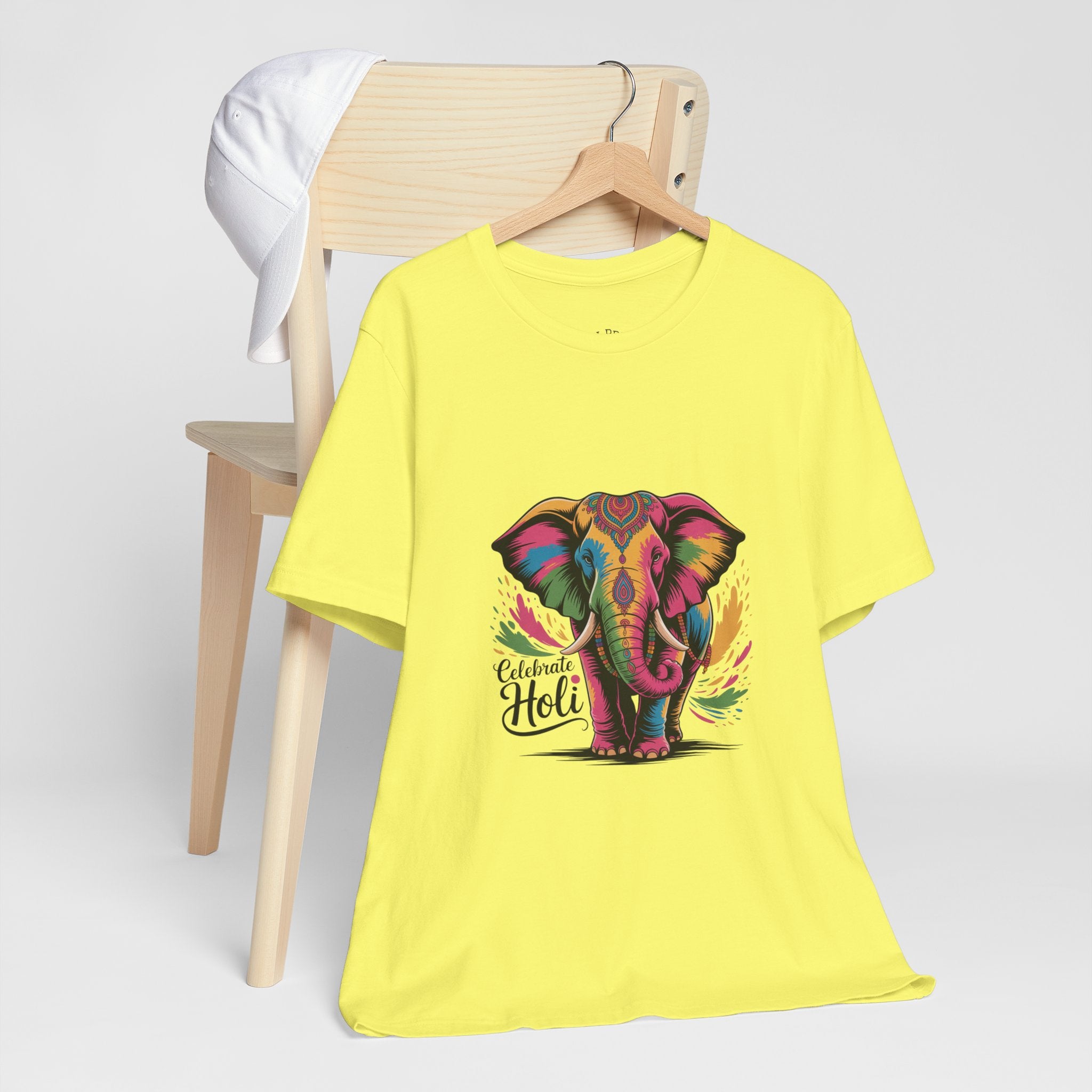 Holi Festival T-Shirt, Colorful Elephant Holi Tee, Color Splash Tee, Festival Party Wear