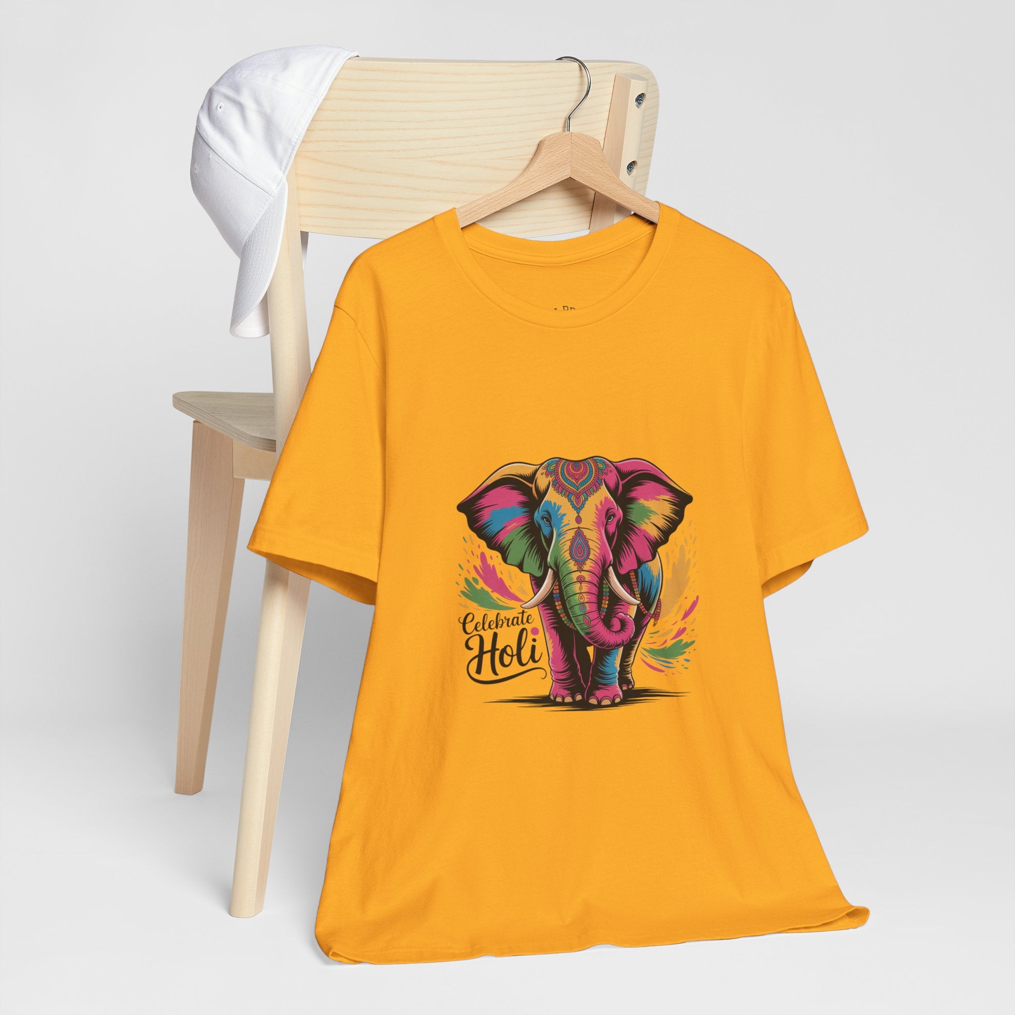 Holi Festival T-Shirt, Colorful Elephant Holi Tee, Color Splash Tee, Festival Party Wear