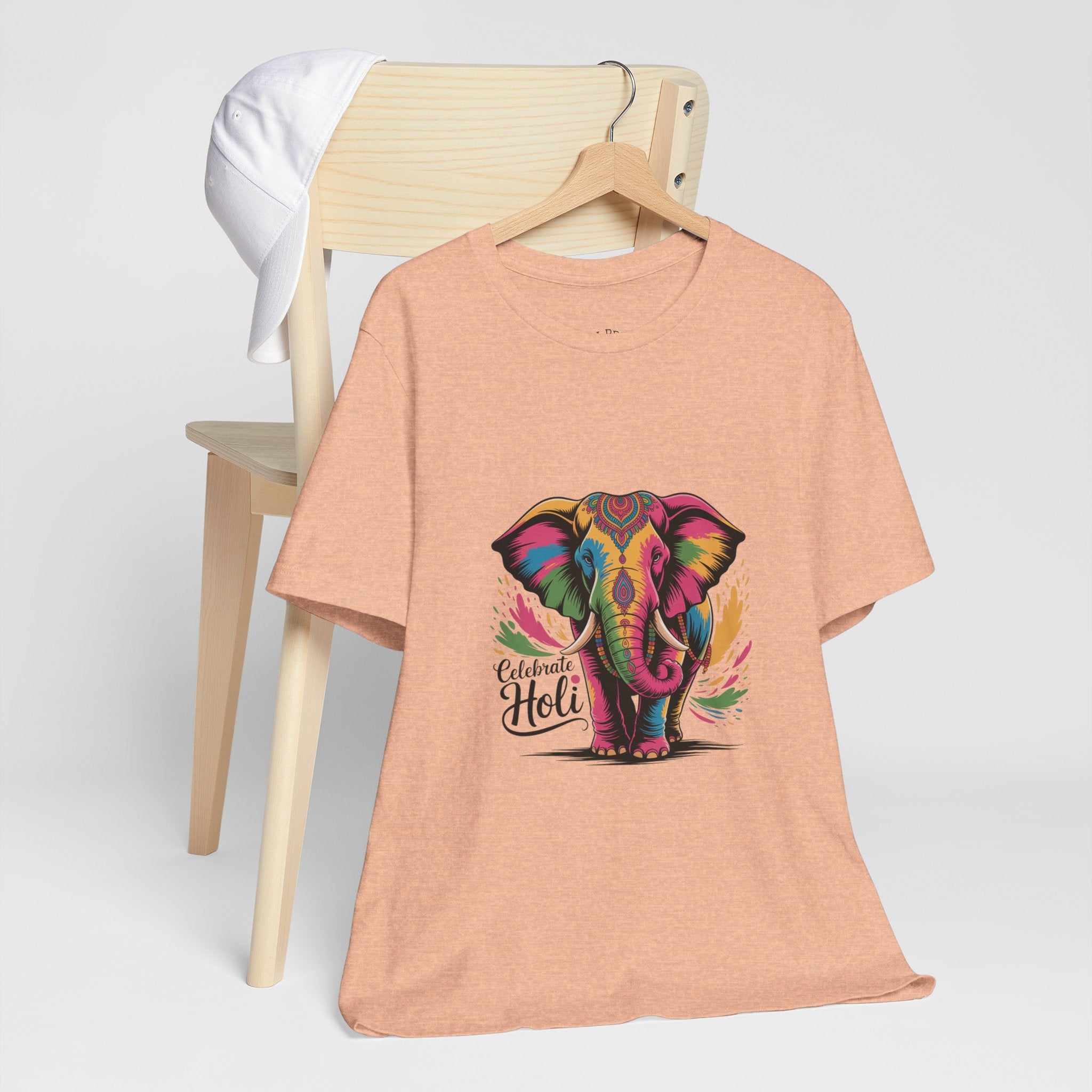 Holi Festival T-Shirt, Colorful Elephant Holi Tee, Color Splash Tee, Festival Party Wear