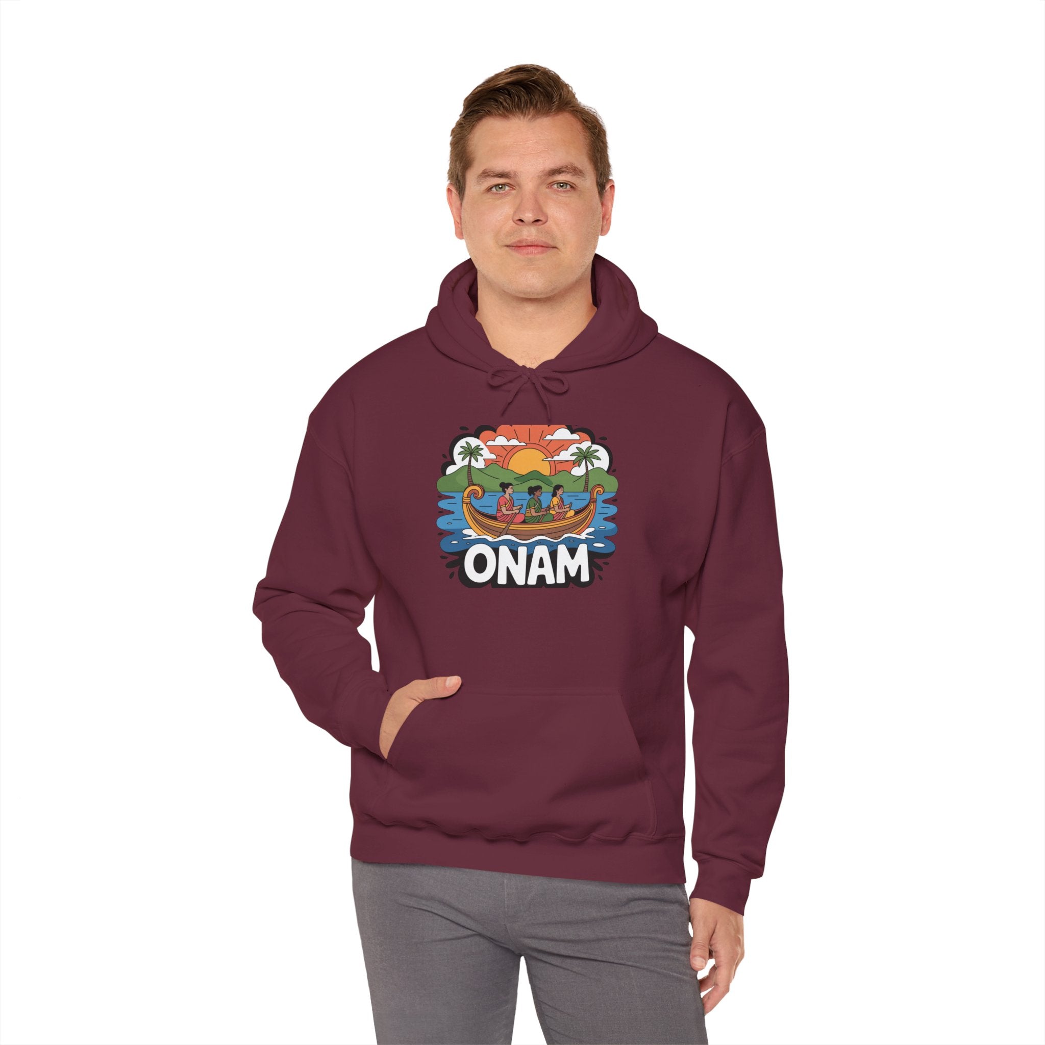 Onam Hoodie, Kerala Festival Hoodie, Traditional Pookalam & Sadya Wear, Family Festive Wear