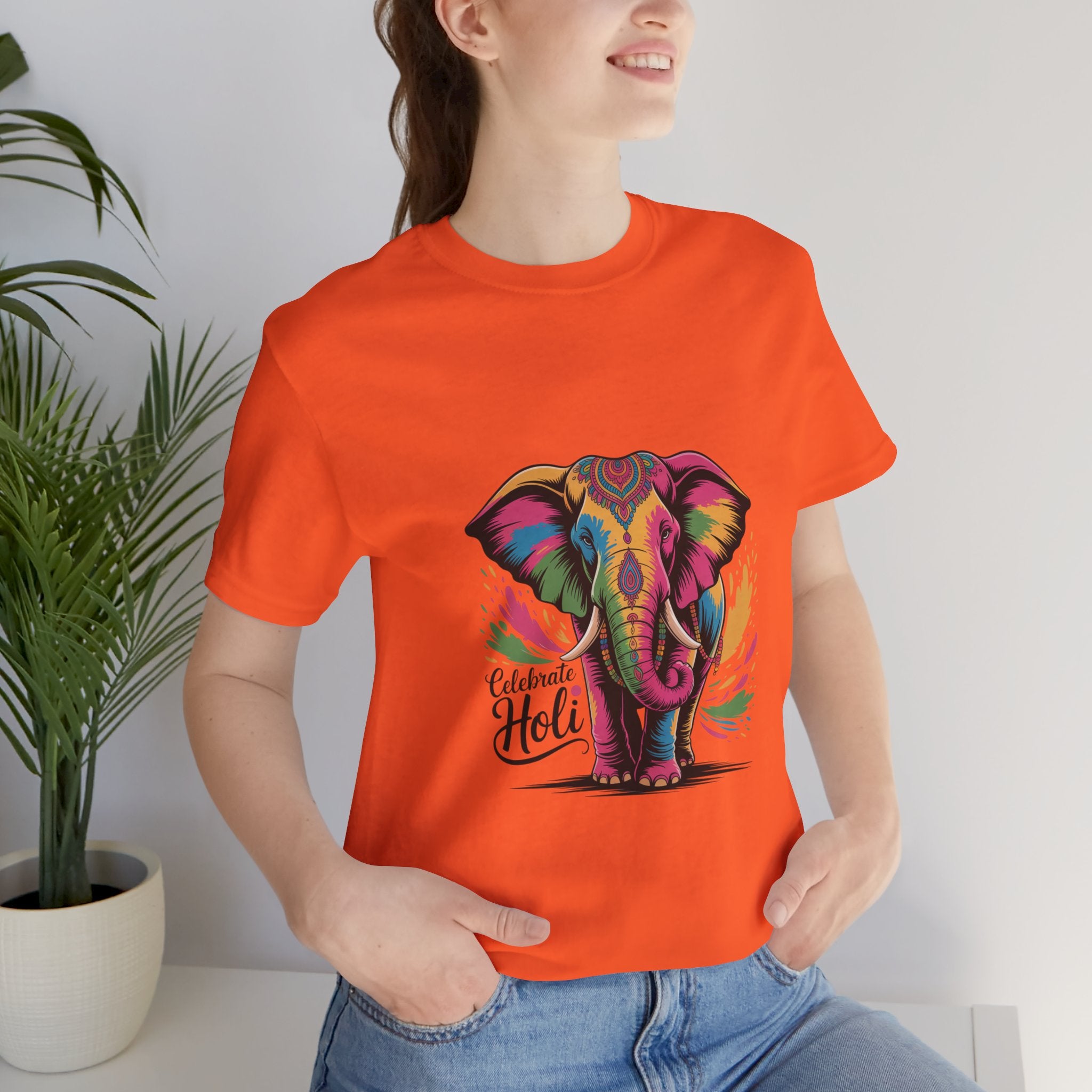 Holi Festival T-Shirt, Colorful Elephant Holi Tee, Color Splash Tee, Festival Party Wear