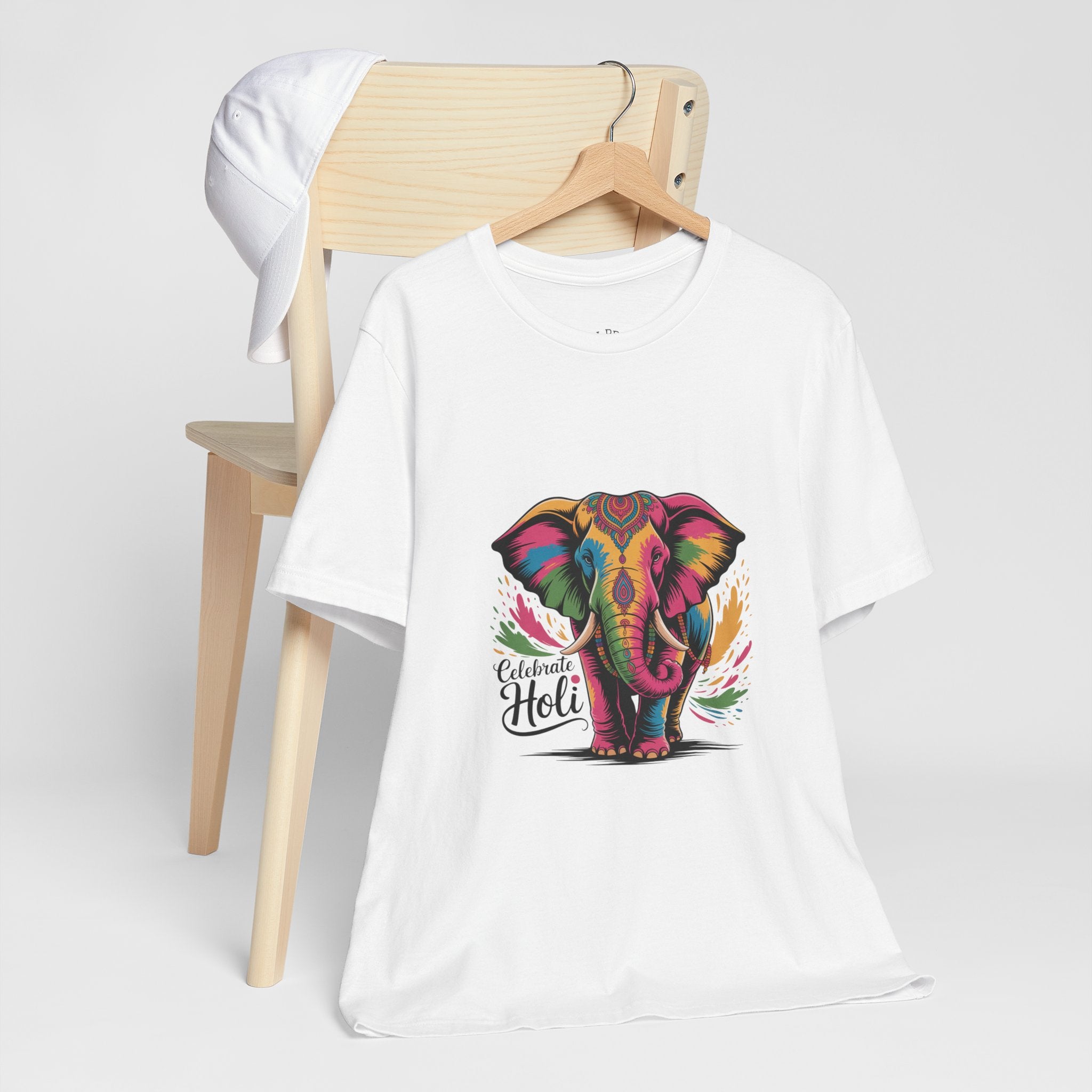 Holi Festival T-Shirt, Colorful Elephant Holi Tee, Color Splash Tee, Festival Party Wear