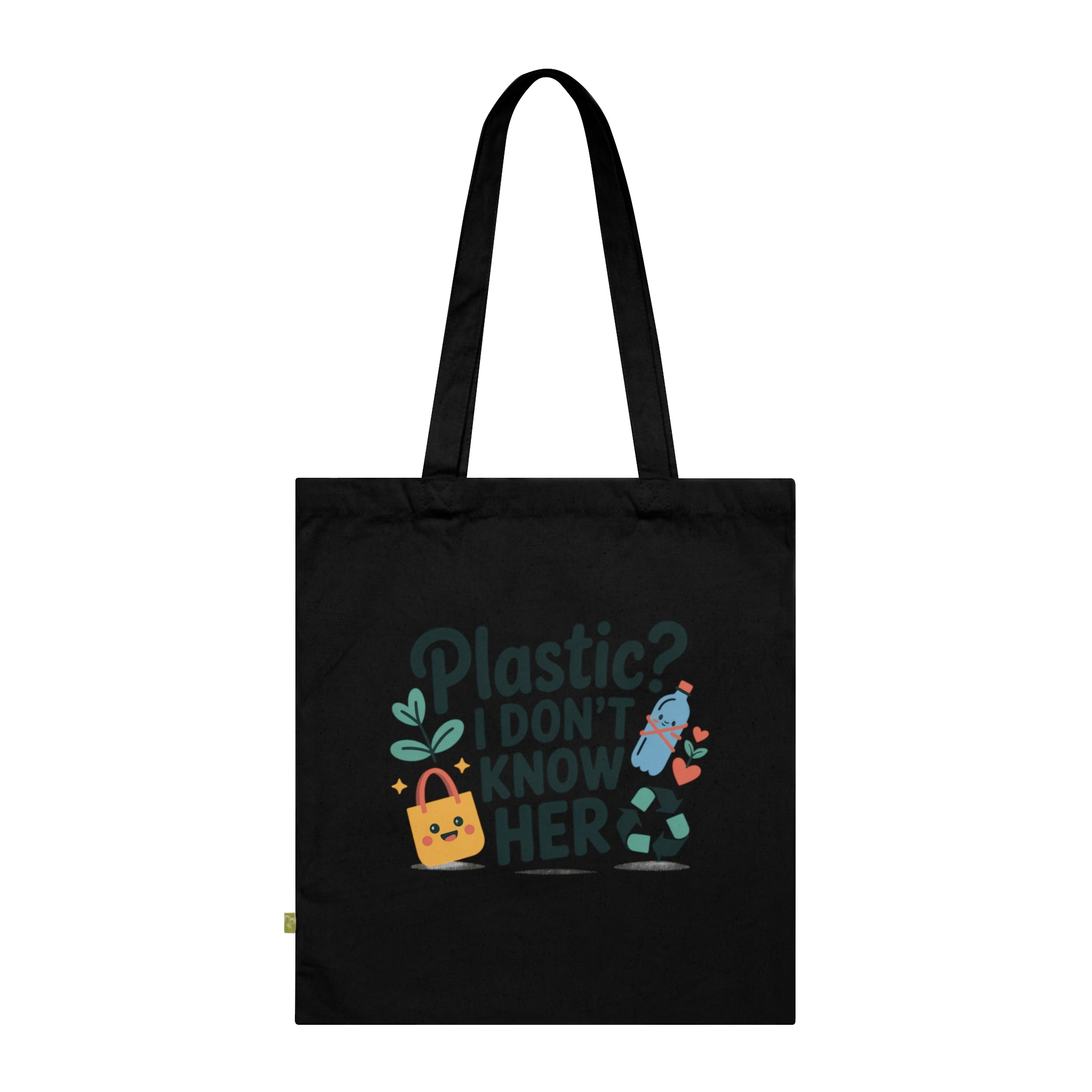 Eco-Friendly Tote Bag, "Plastic? I Don’t Know Her", Reusable Grocery Tote, Gift for Earth Lovers