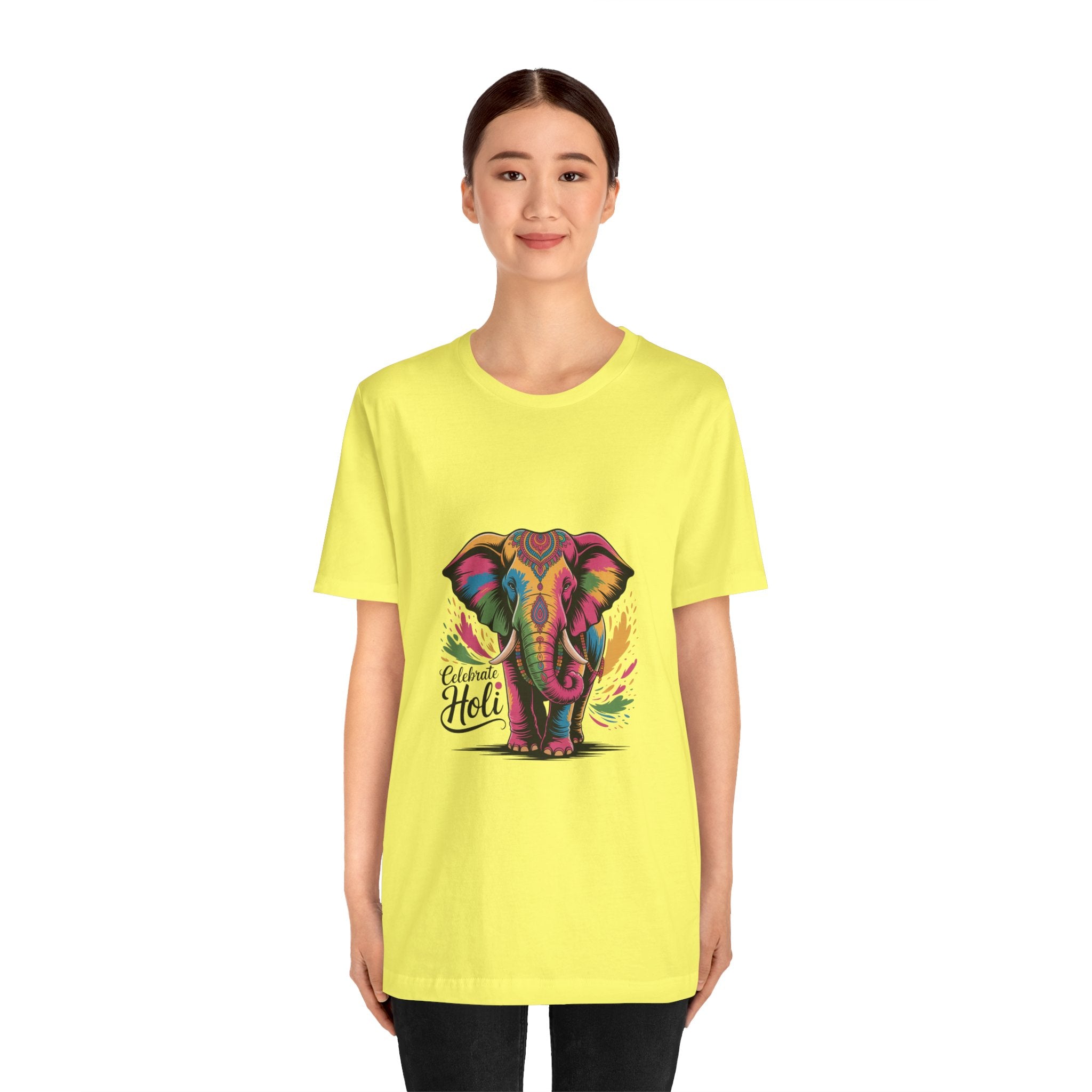 Holi Festival T-Shirt, Colorful Elephant Holi Tee, Color Splash Tee, Festival Party Wear