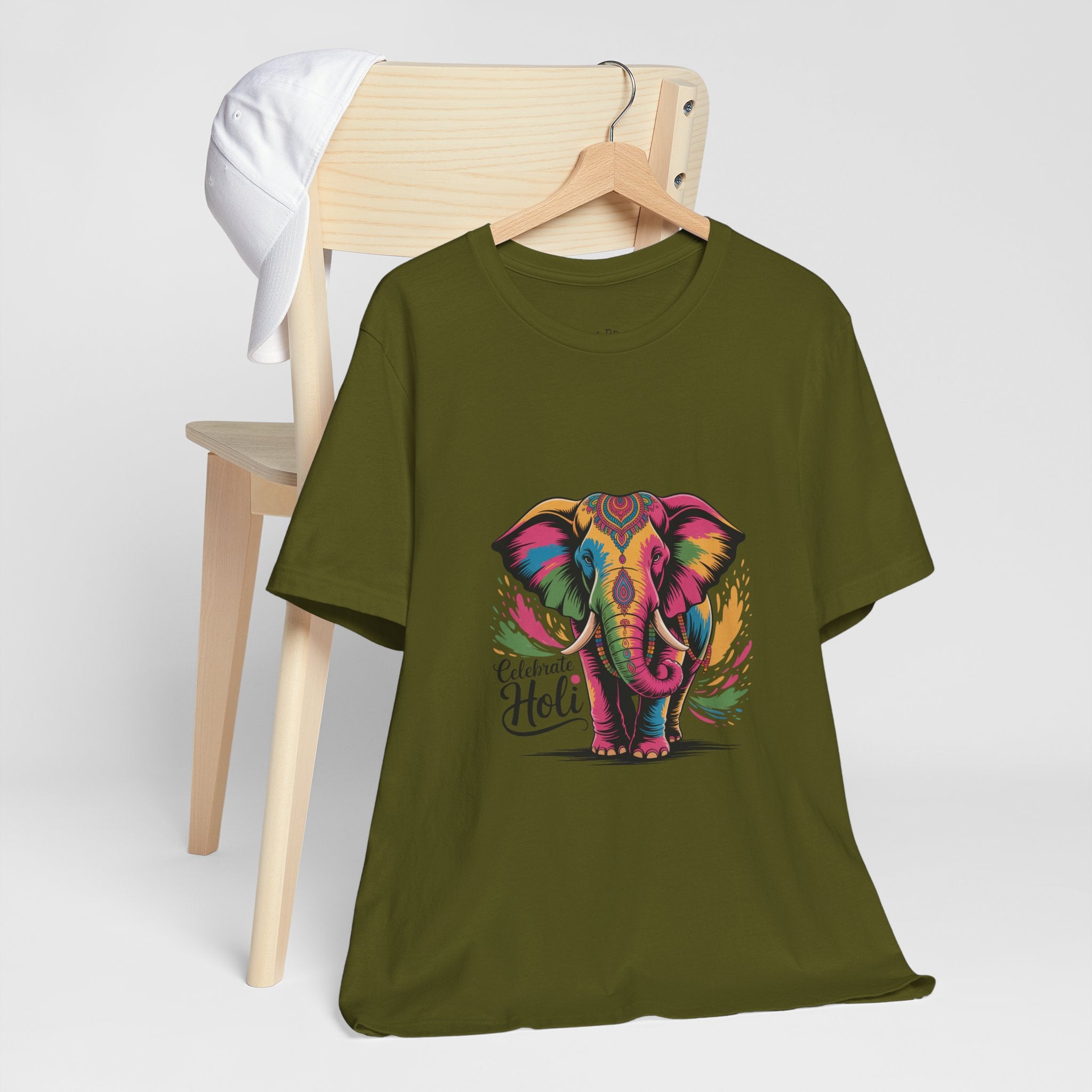 Holi Festival T-Shirt, Colorful Elephant Holi Tee, Color Splash Tee, Festival Party Wear