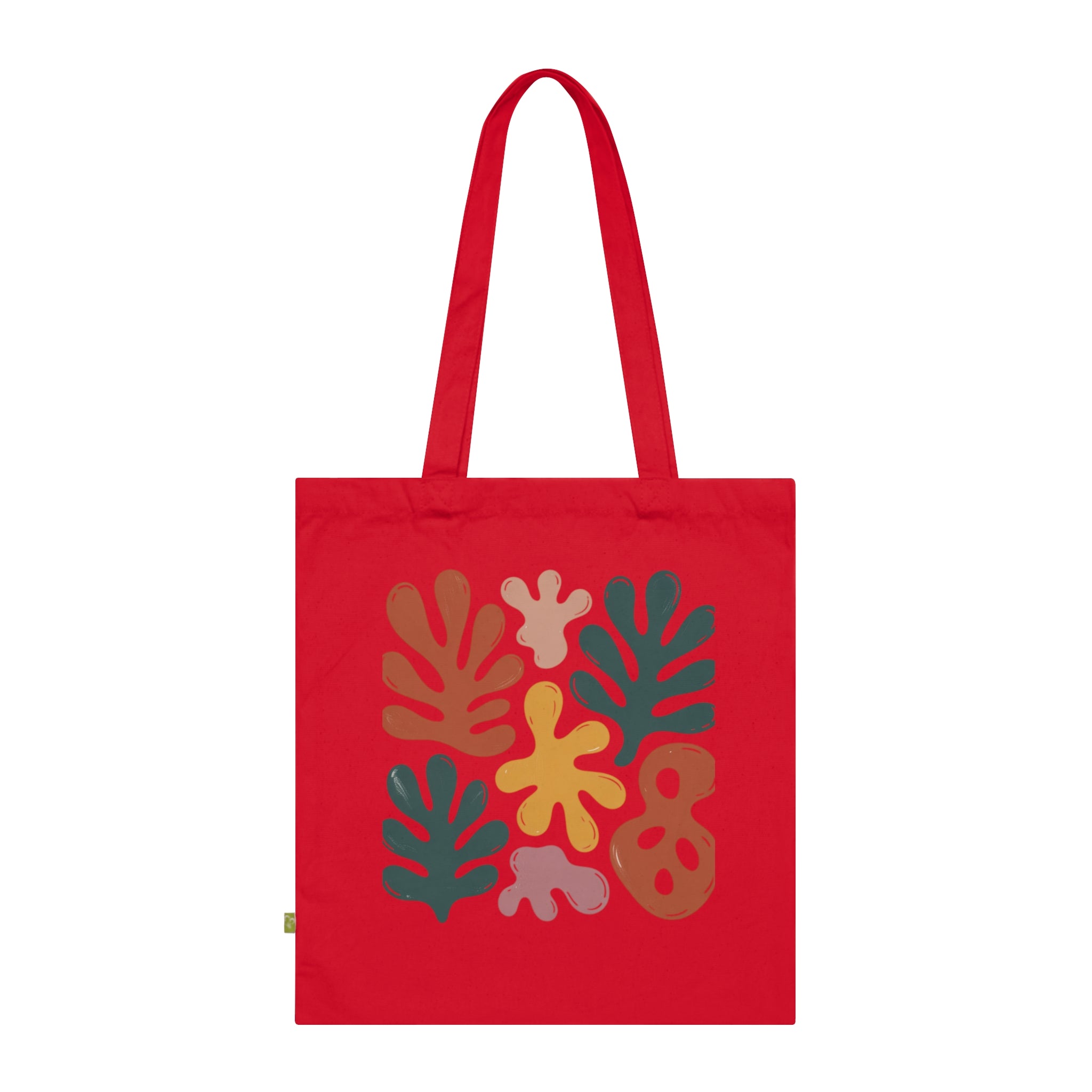 Organic Cotton Tote Bag with Abstract Leaf Design, Eco-Friendly Shopping Bag, Reusable Grocery Tote