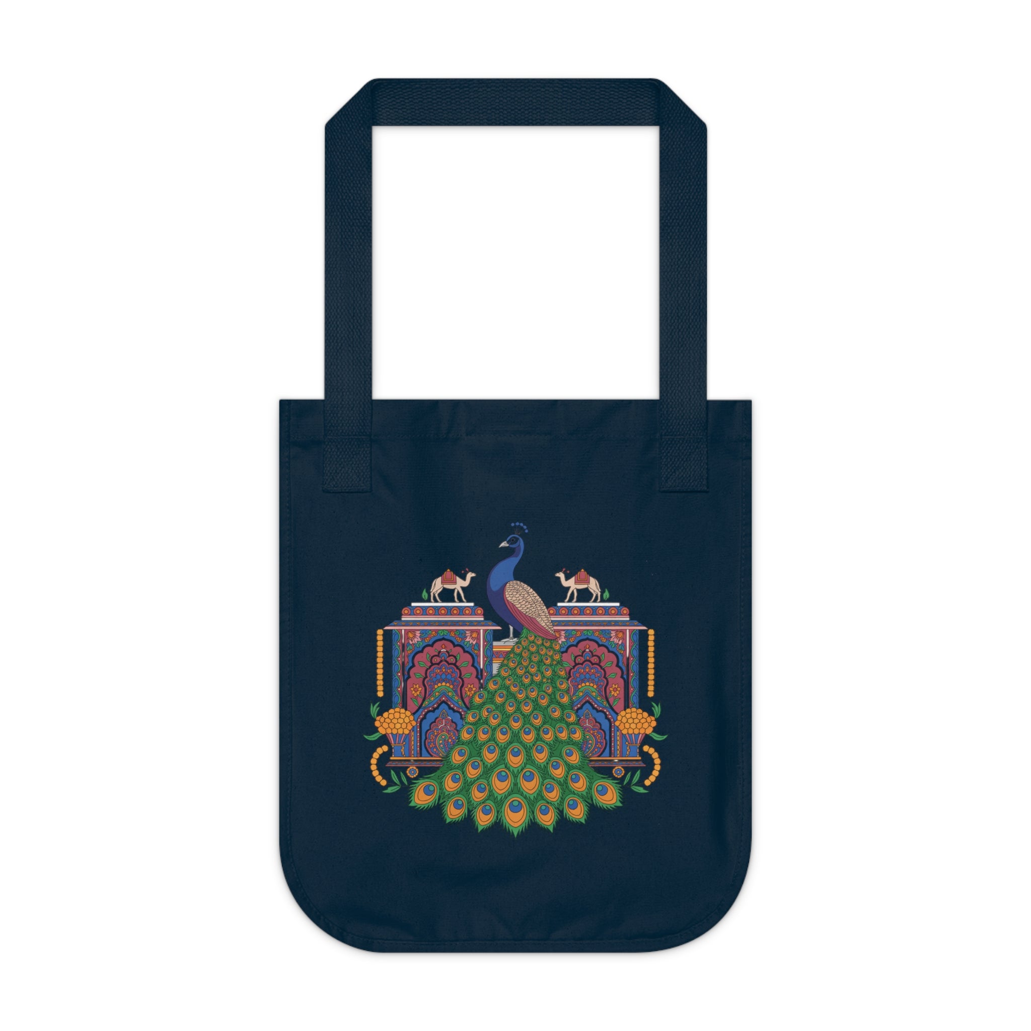 Peacock Design Organic Canvas Tote Bag, Eco-Friendl Bag, Reusable Shopping Bag
