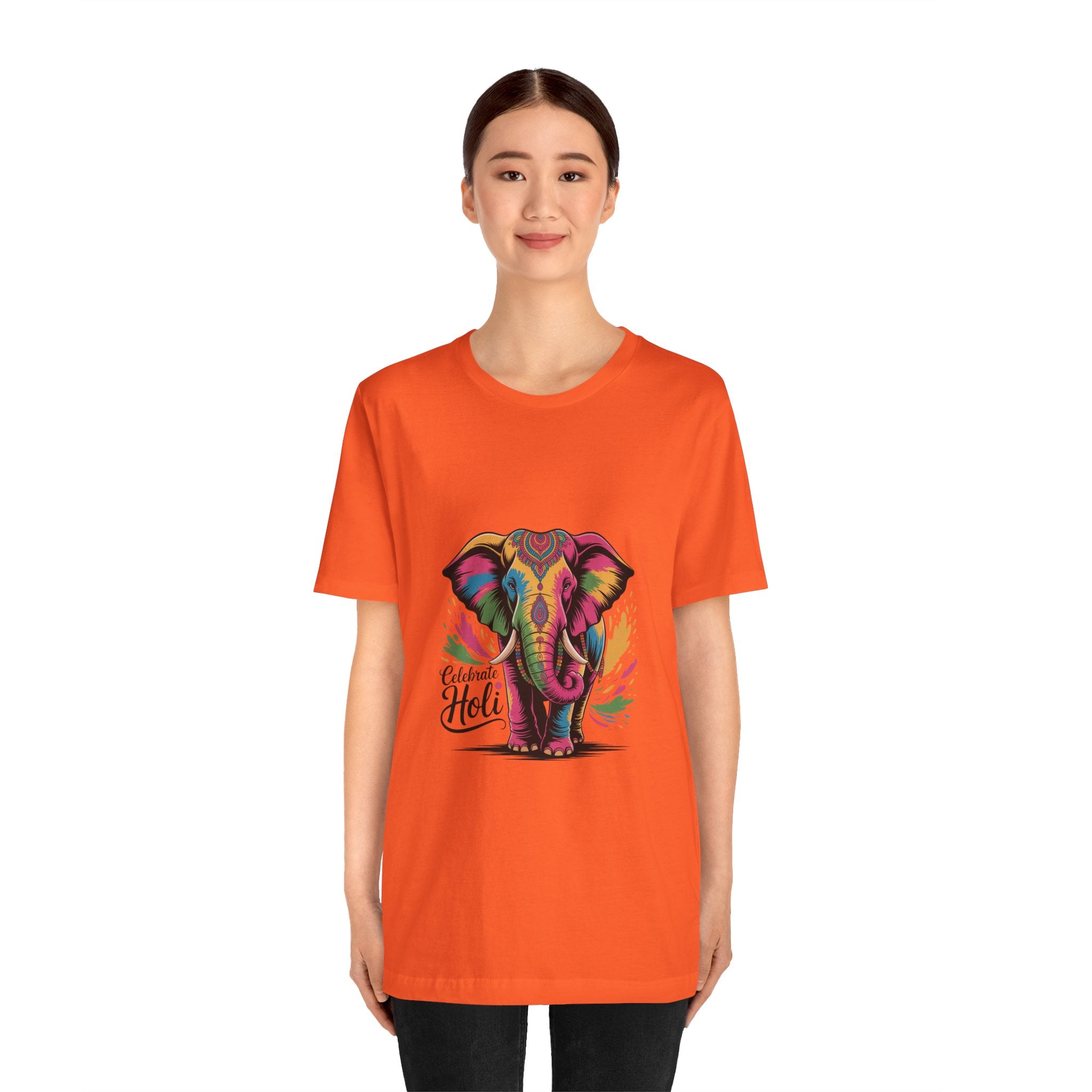 Holi Festival T-Shirt, Colorful Elephant Holi Tee, Color Splash Tee, Festival Party Wear