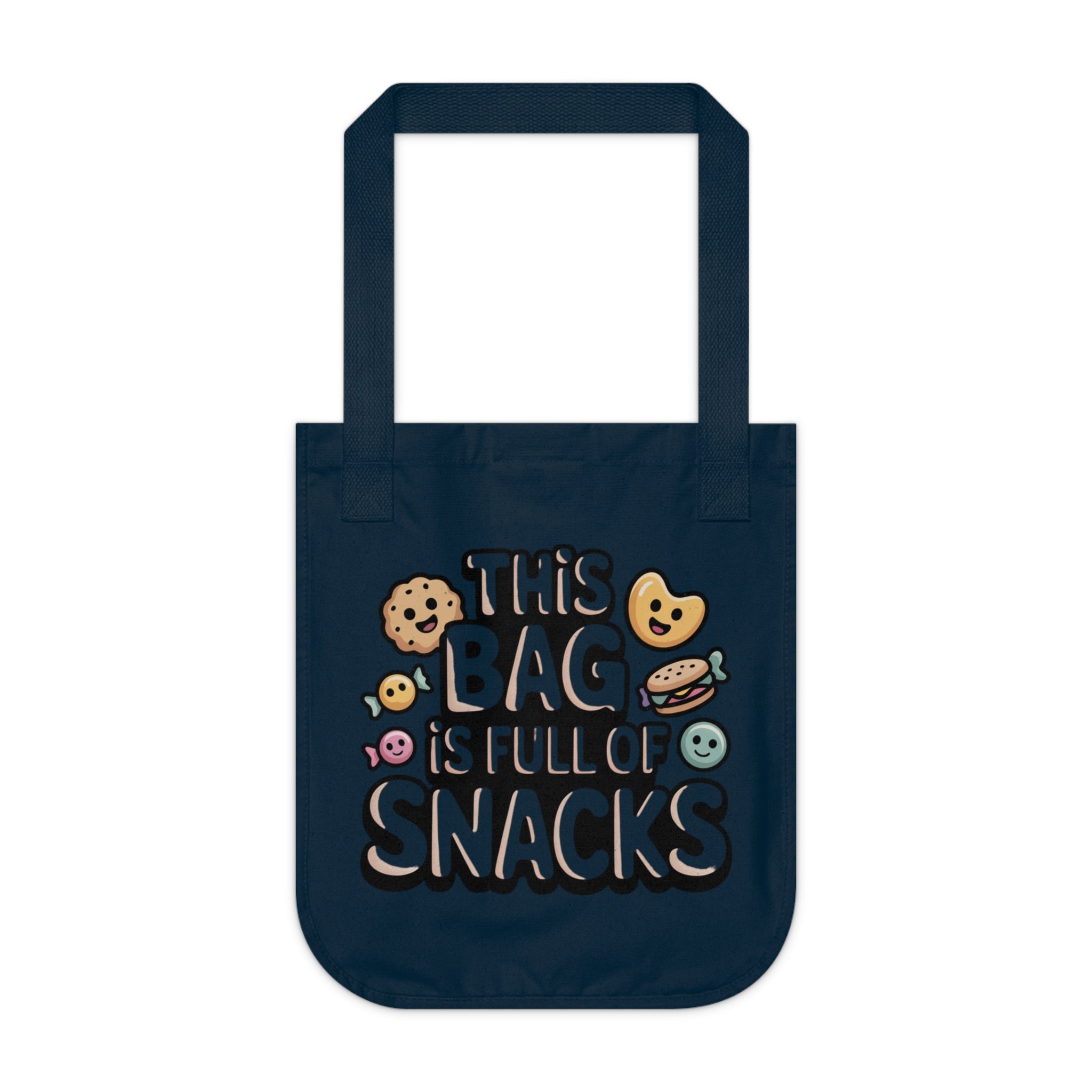 Snack Lover's Organic Canvas Tote Bag, Reusable Grocery Bag, Eco-Friendly Bag, Gift for Foodies