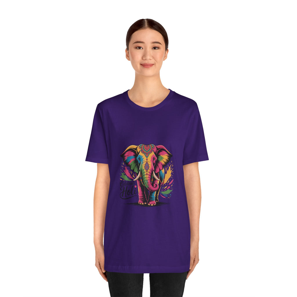 Holi Festival T-Shirt, Colorful Elephant Holi Tee, Color Splash Tee, Festival Party Wear