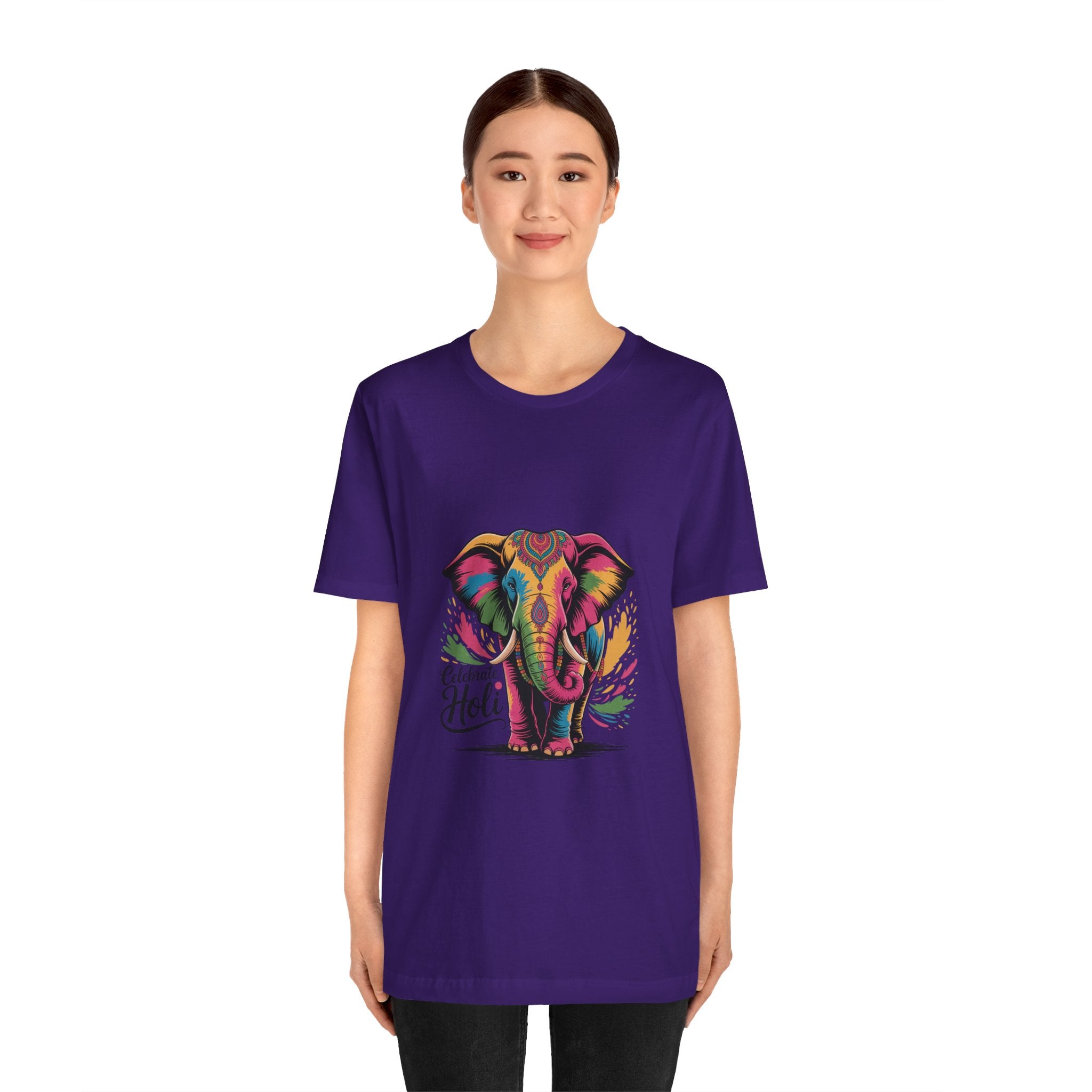 Holi Festival T-Shirt, Colorful Elephant Holi Tee, Color Splash Tee, Festival Party Wear