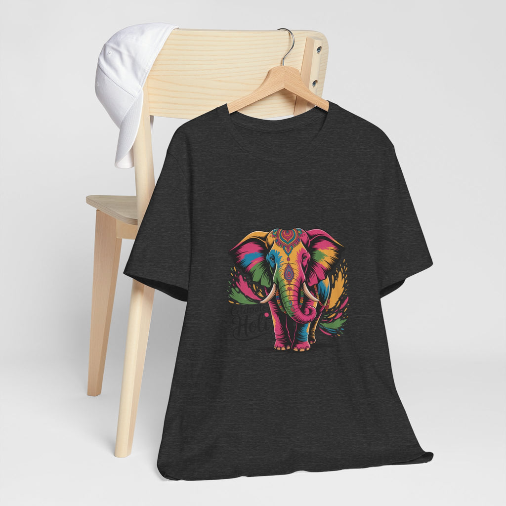 Holi Festival T-Shirt, Colorful Elephant Holi Tee, Color Splash Tee, Festival Party Wear