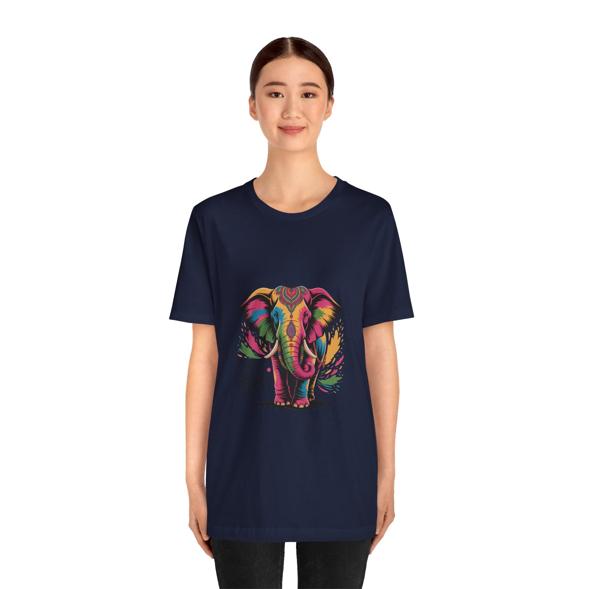 Holi Festival T-Shirt, Colorful Elephant Holi Tee, Color Splash Tee, Festival Party Wear