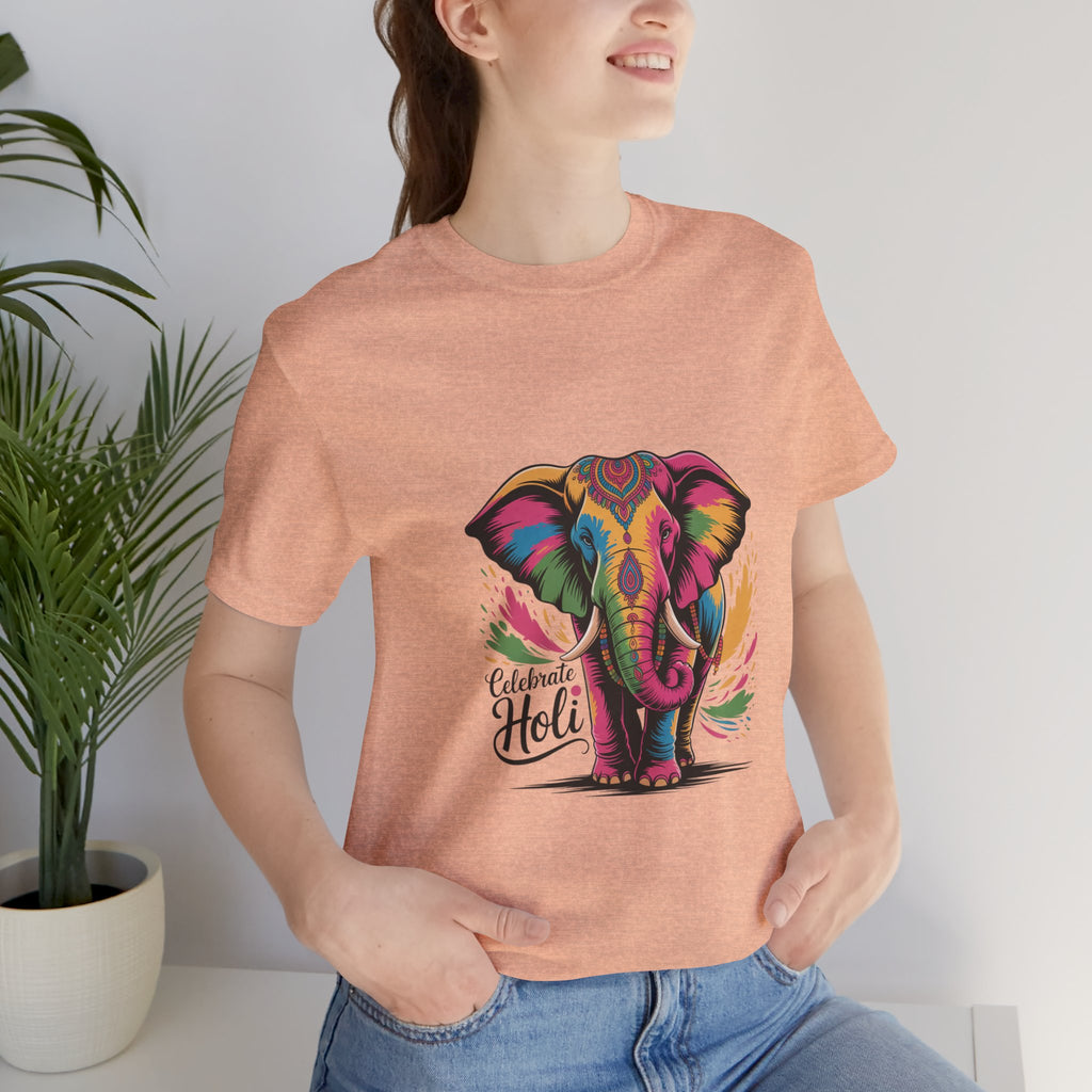 Holi Festival T-Shirt, Colorful Elephant Holi Tee, Color Splash Tee, Festival Party Wear
