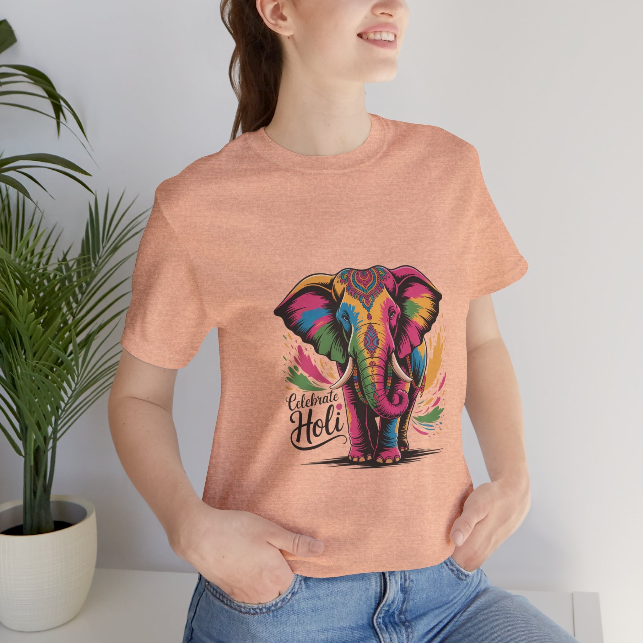 Holi Festival T-Shirt, Colorful Elephant Holi Tee, Color Splash Tee, Festival Party Wear