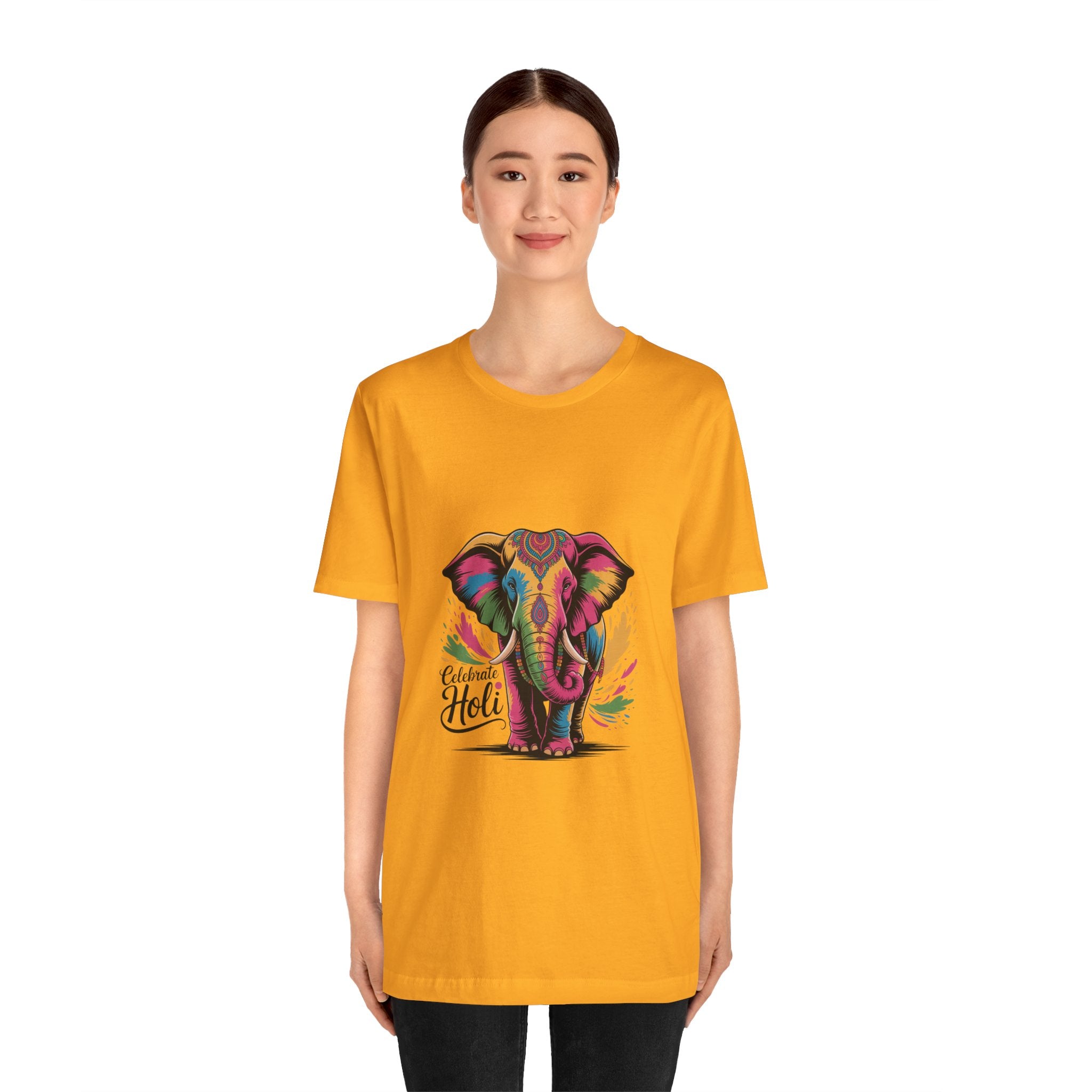 Holi Festival T-Shirt, Colorful Elephant Holi Tee, Color Splash Tee, Festival Party Wear