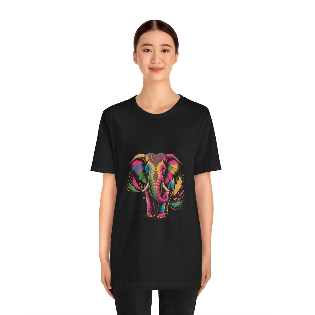 Holi Festival T-Shirt, Colorful Elephant Holi Tee, Color Splash Tee, Festival Party Wear