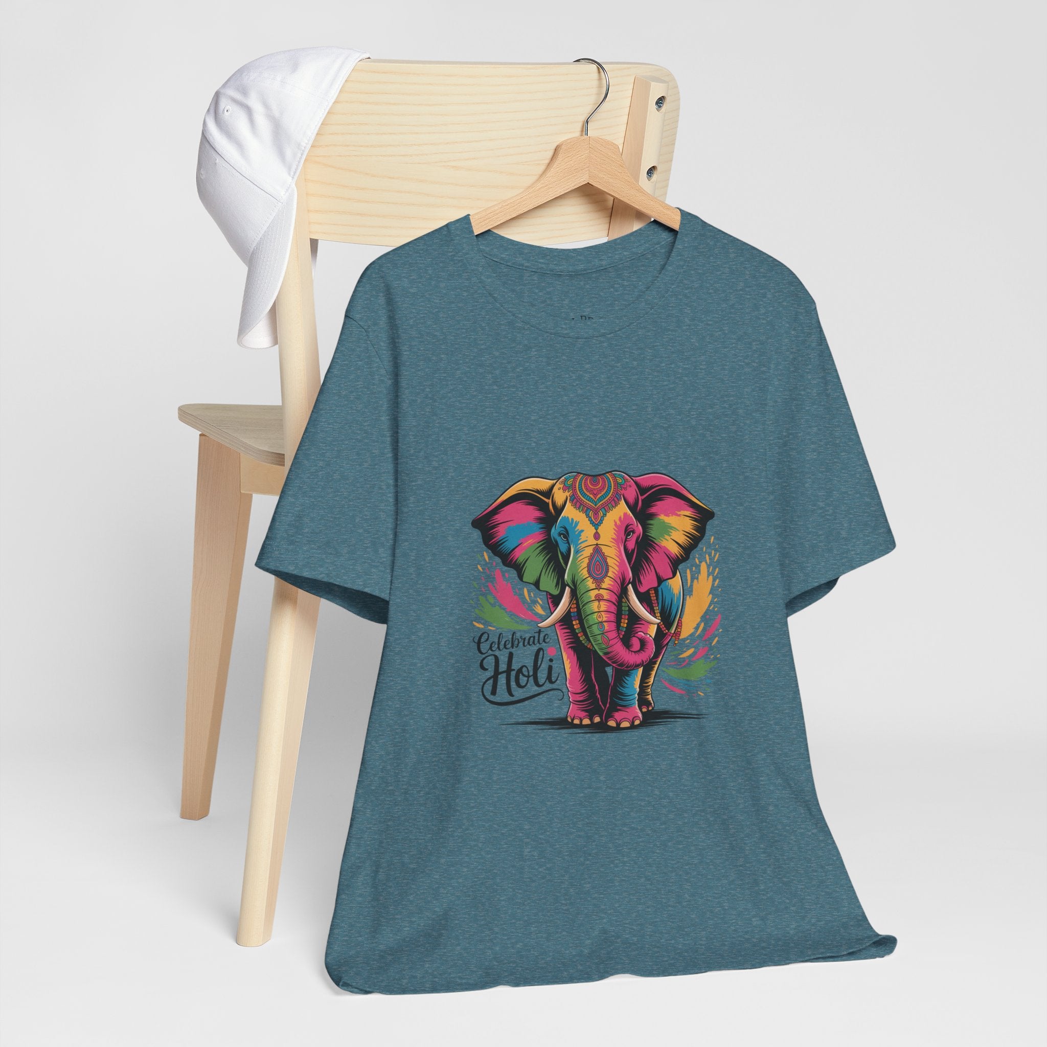Holi Festival T-Shirt, Colorful Elephant Holi Tee, Color Splash Tee, Festival Party Wear