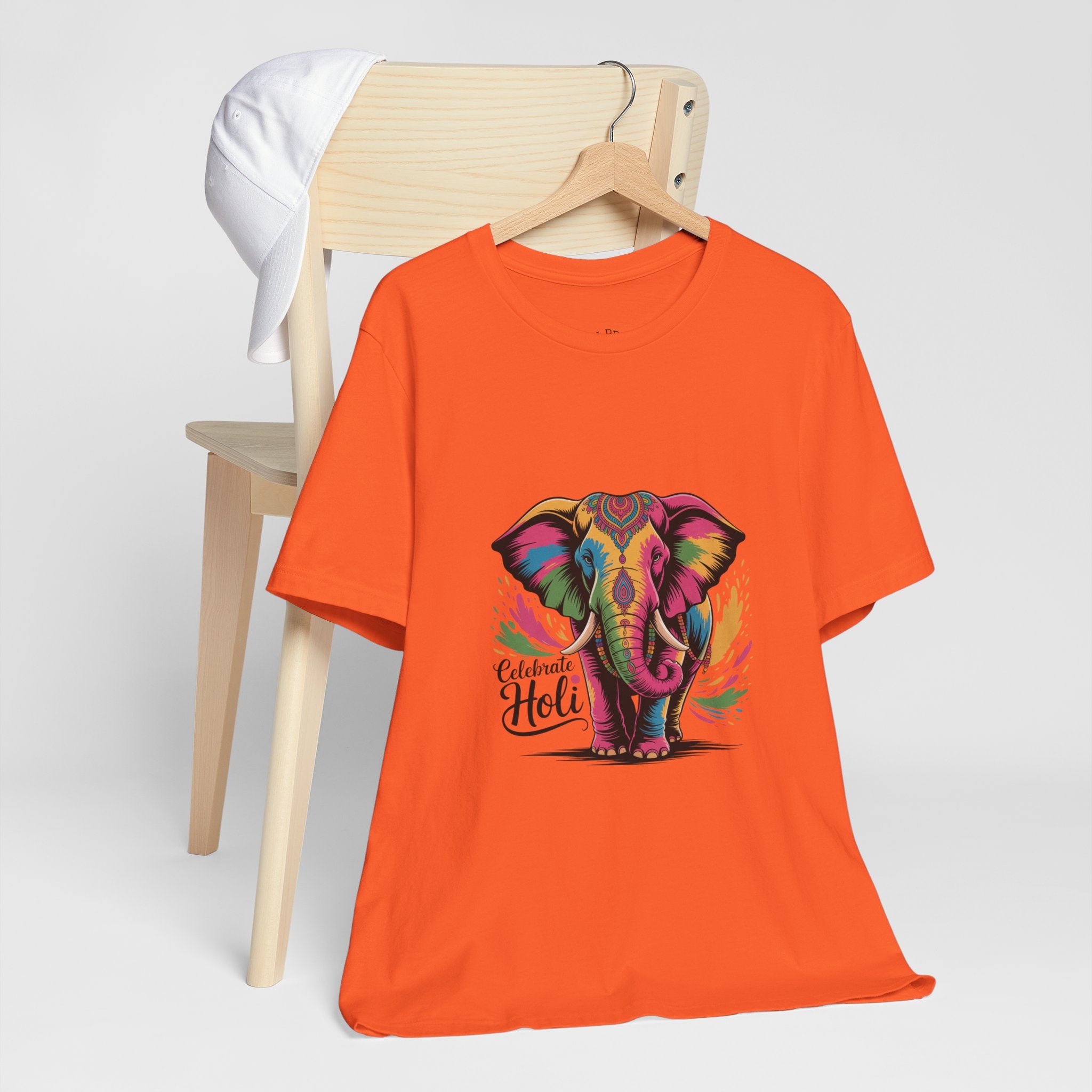 Holi Festival T-Shirt, Colorful Elephant Holi Tee, Color Splash Tee, Festival Party Wear