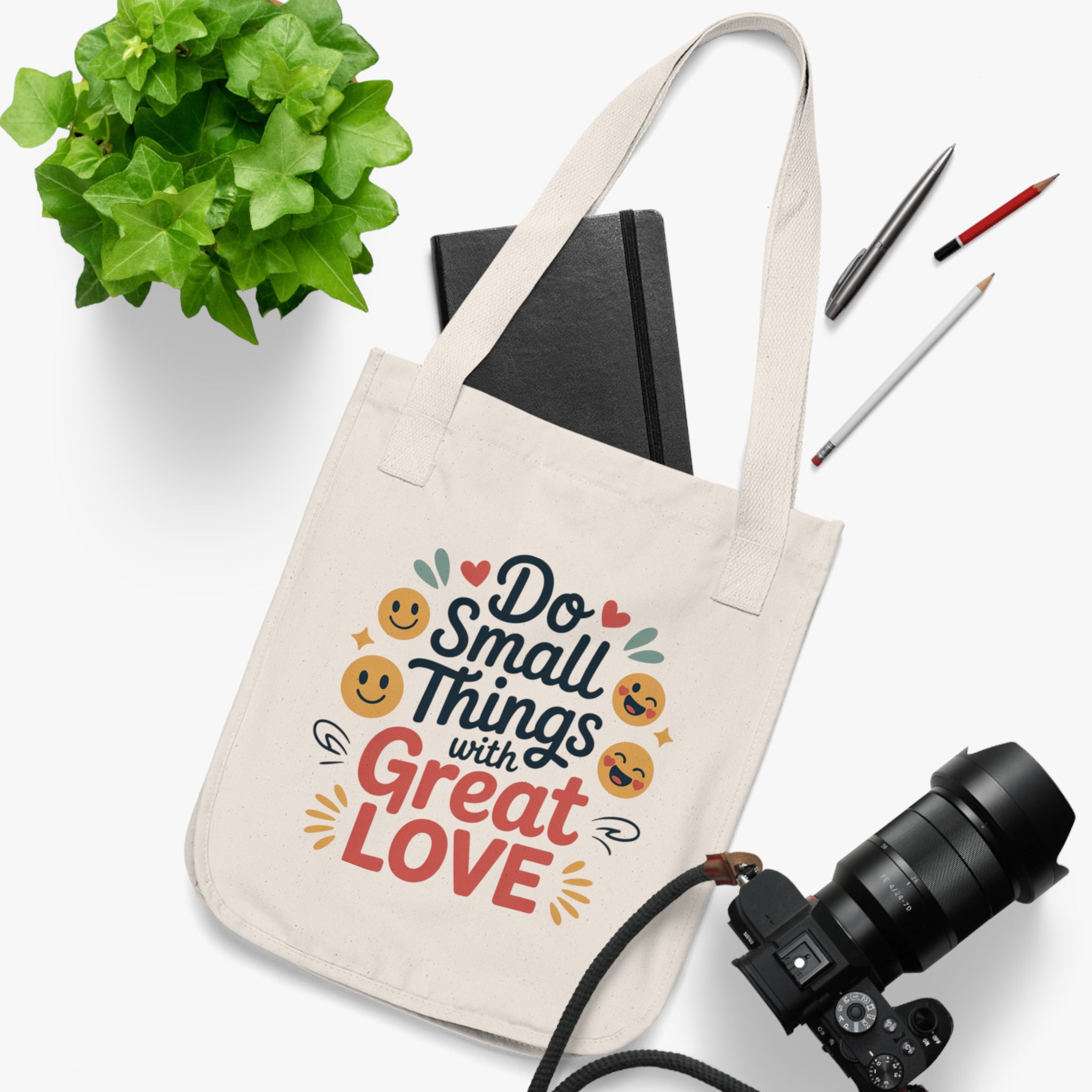 Organic Canvas Tote Bag - Do Small Things with Great Love, Eco-Friendly, Gift for Friends