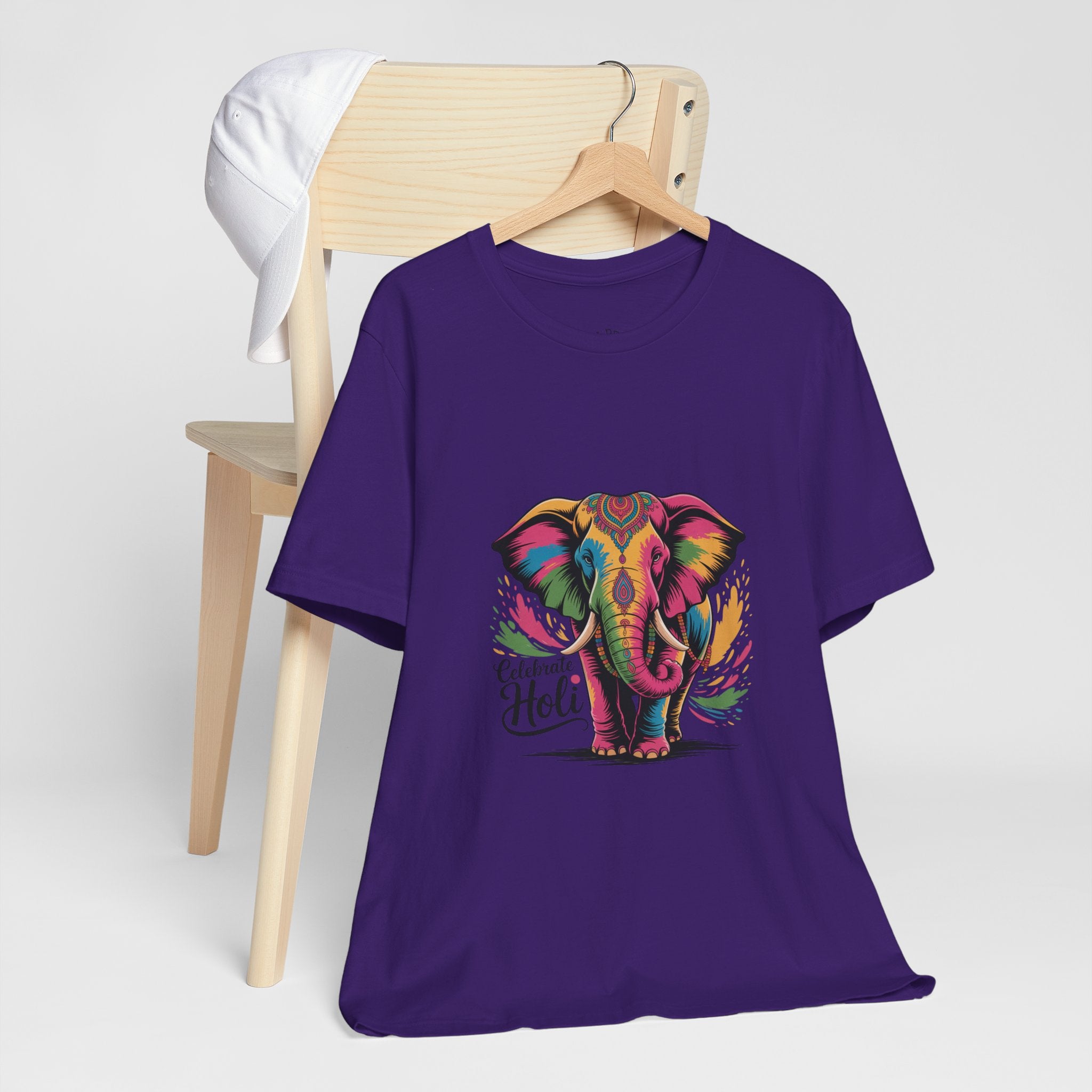 Holi Festival T-Shirt, Colorful Elephant Holi Tee, Color Splash Tee, Festival Party Wear