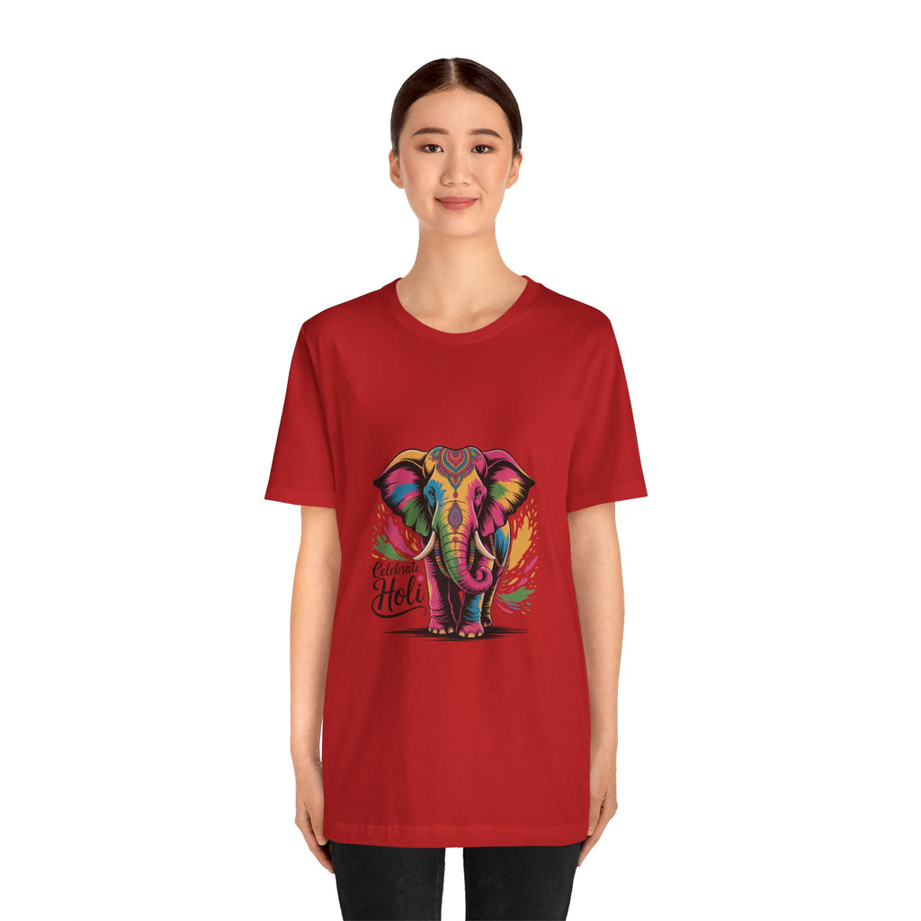 Holi Festival T-Shirt, Colorful Elephant Holi Tee, Color Splash Tee, Festival Party Wear