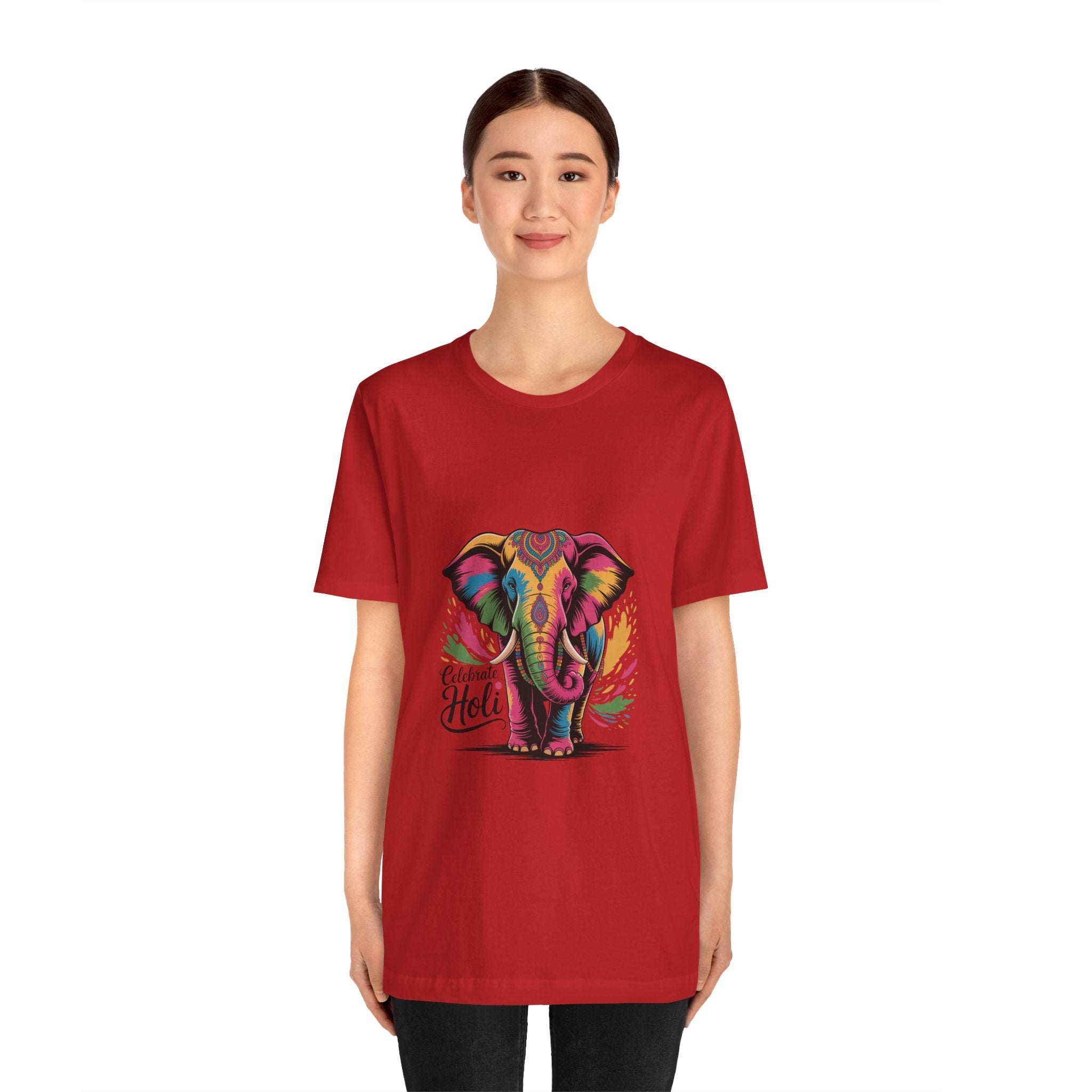 Holi Festival T-Shirt, Colorful Elephant Holi Tee, Color Splash Tee, Festival Party Wear