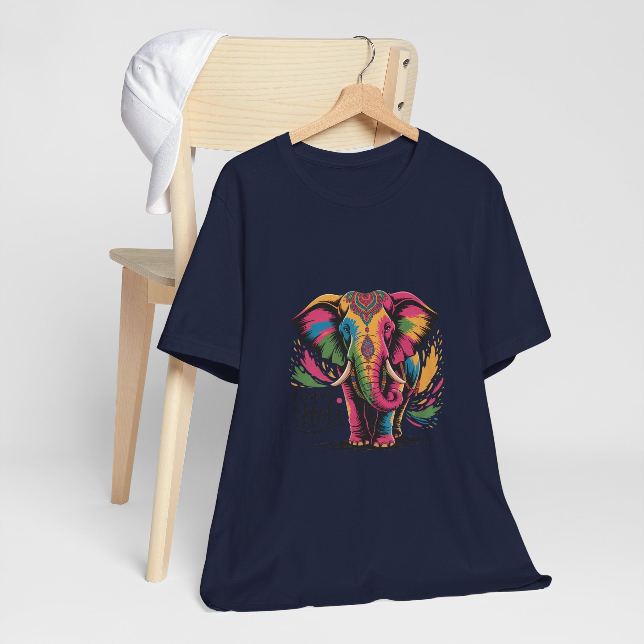 Holi Festival T-Shirt, Colorful Elephant Holi Tee, Color Splash Tee, Festival Party Wear