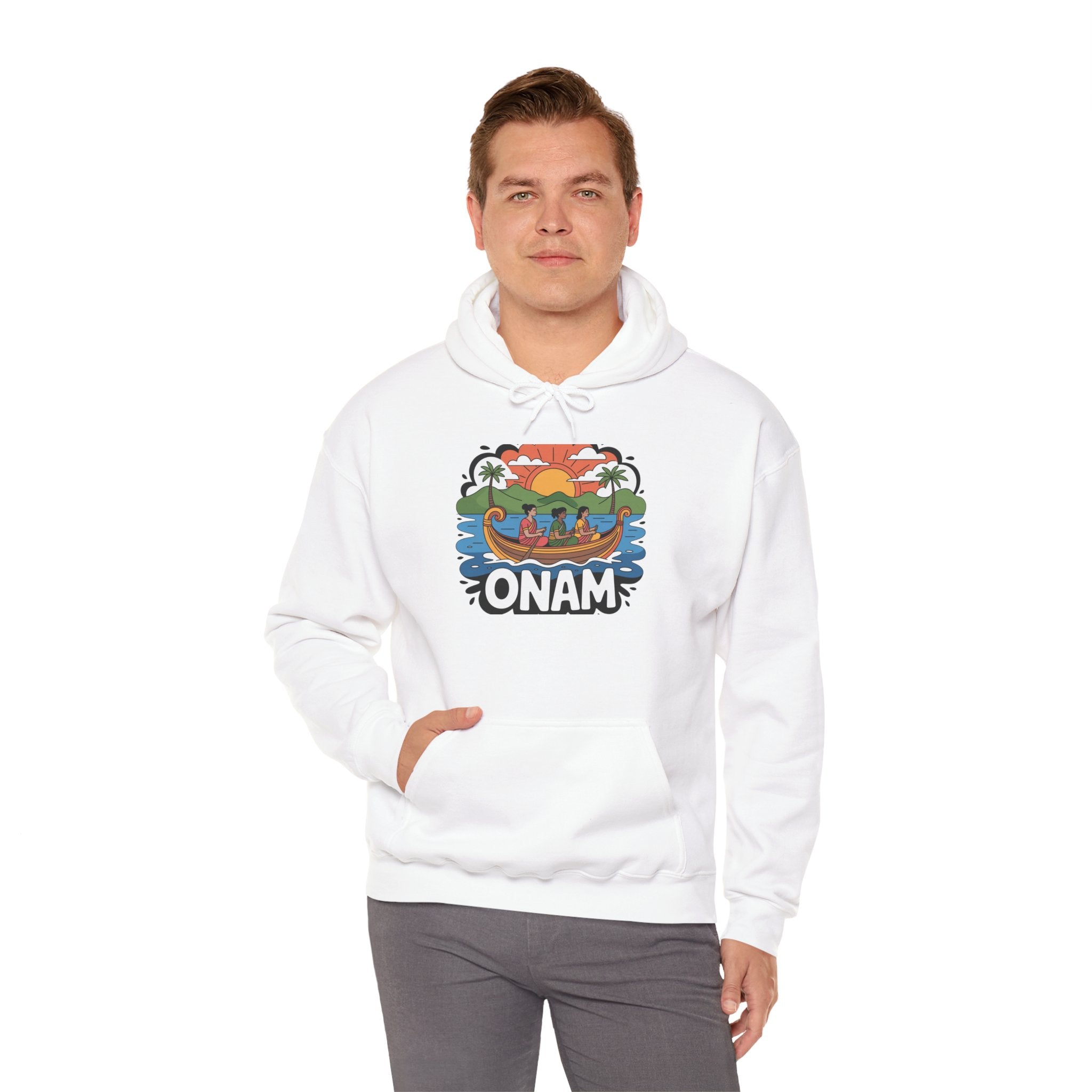 Onam Hoodie, Kerala Festival Hoodie, Traditional Pookalam & Sadya Wear, Family Festive Wear