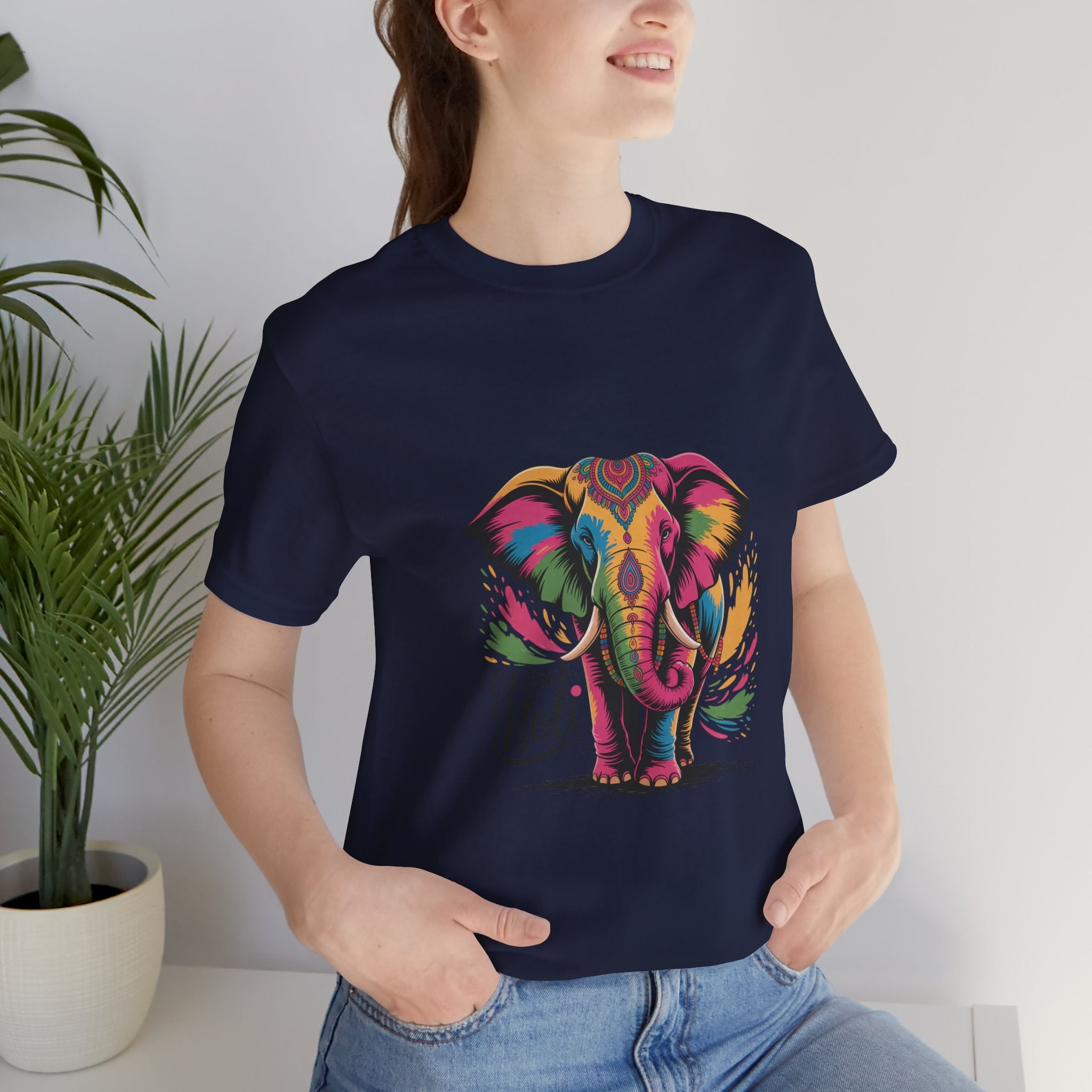 Holi Festival T-Shirt, Colorful Elephant Holi Tee, Color Splash Tee, Festival Party Wear