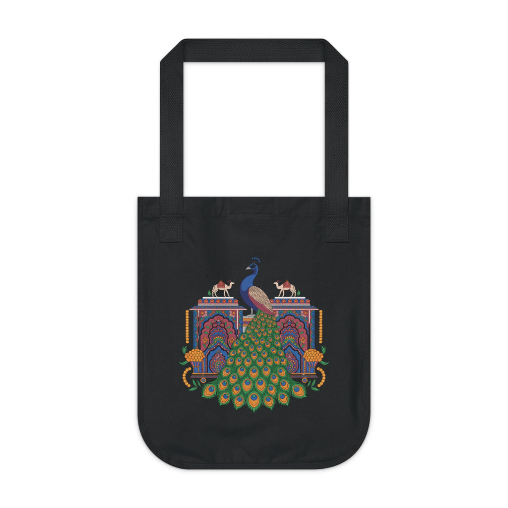 Peacock Design Organic Canvas Tote Bag, Eco-Friendl Bag, Reusable Shopping Bag