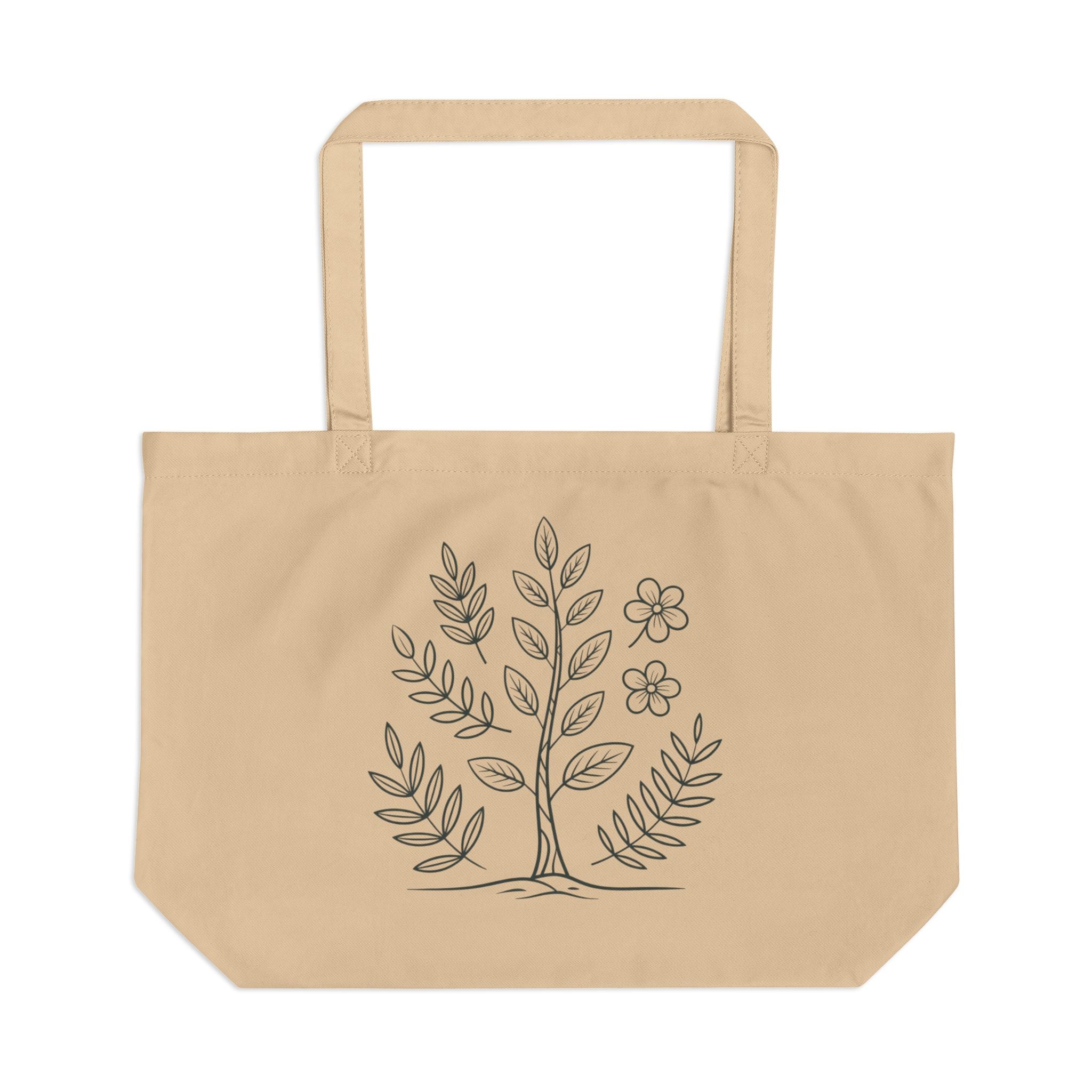 Large Eco Tote Bag with Floral Design, Reusable Grocery Tote, Earth Day Gift, Eco-Friendly Fashion