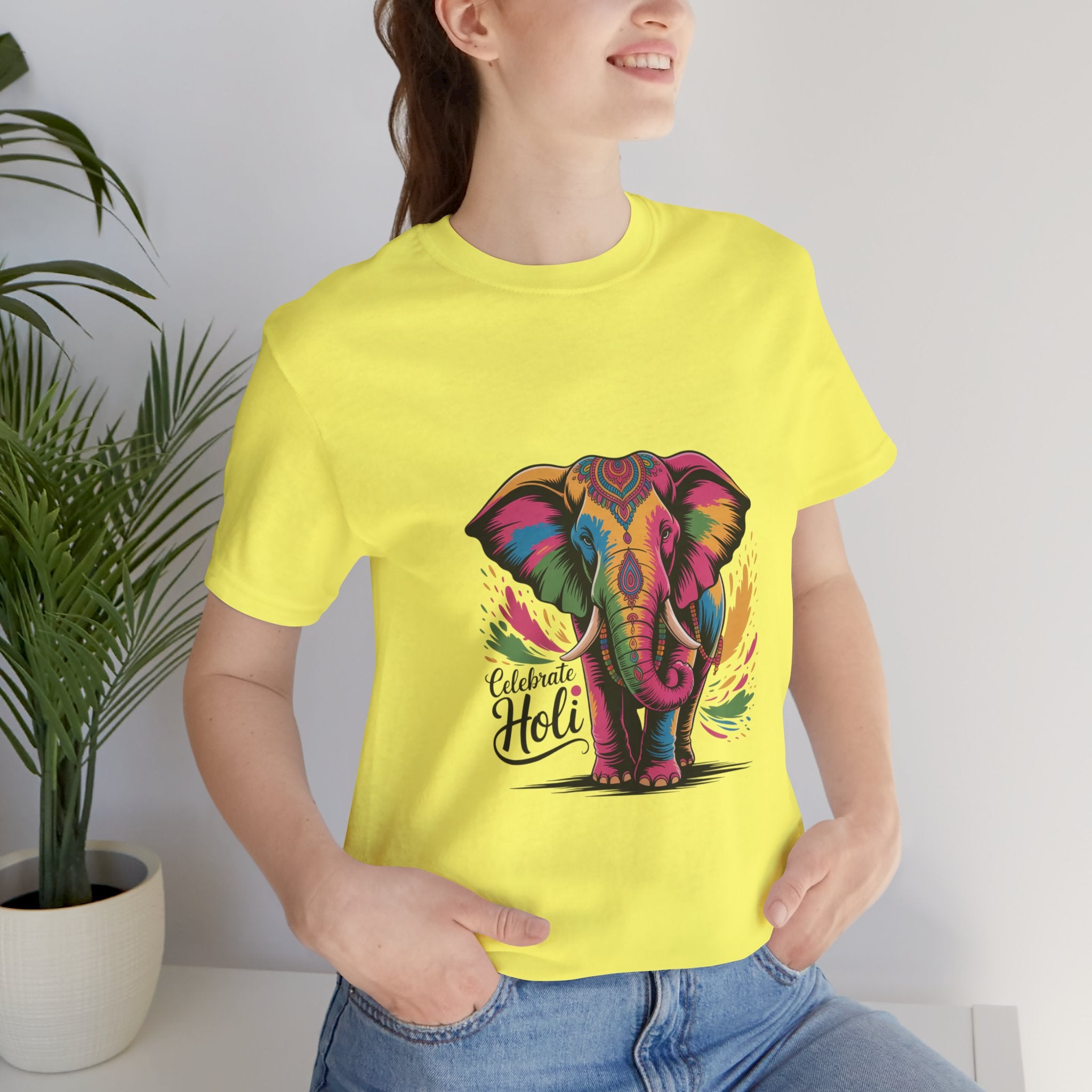 Holi Festival T-Shirt, Colorful Elephant Holi Tee, Color Splash Tee, Festival Party Wear