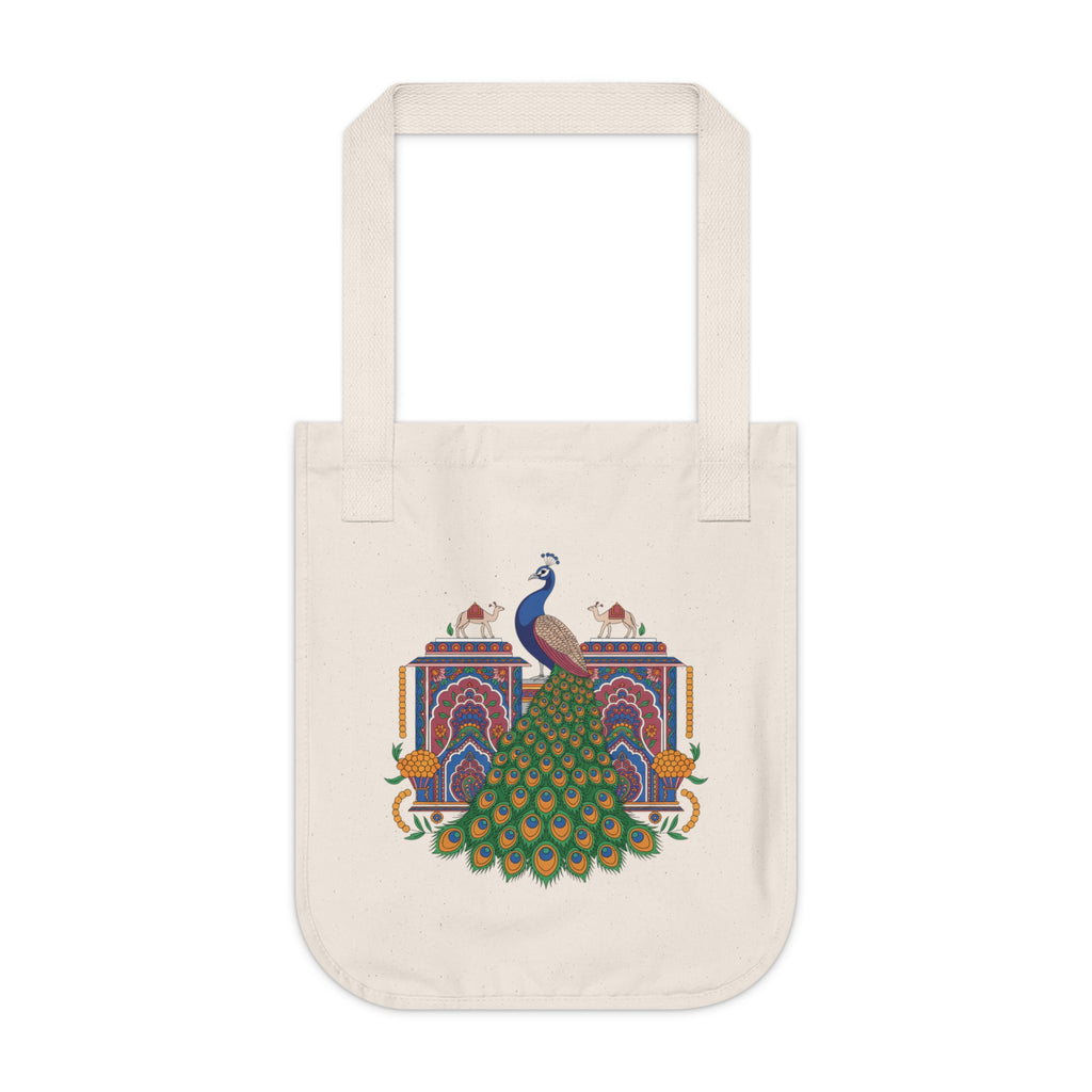 Peacock Design Organic Canvas Tote Bag, Eco-Friendl Bag, Reusable Shopping Bag