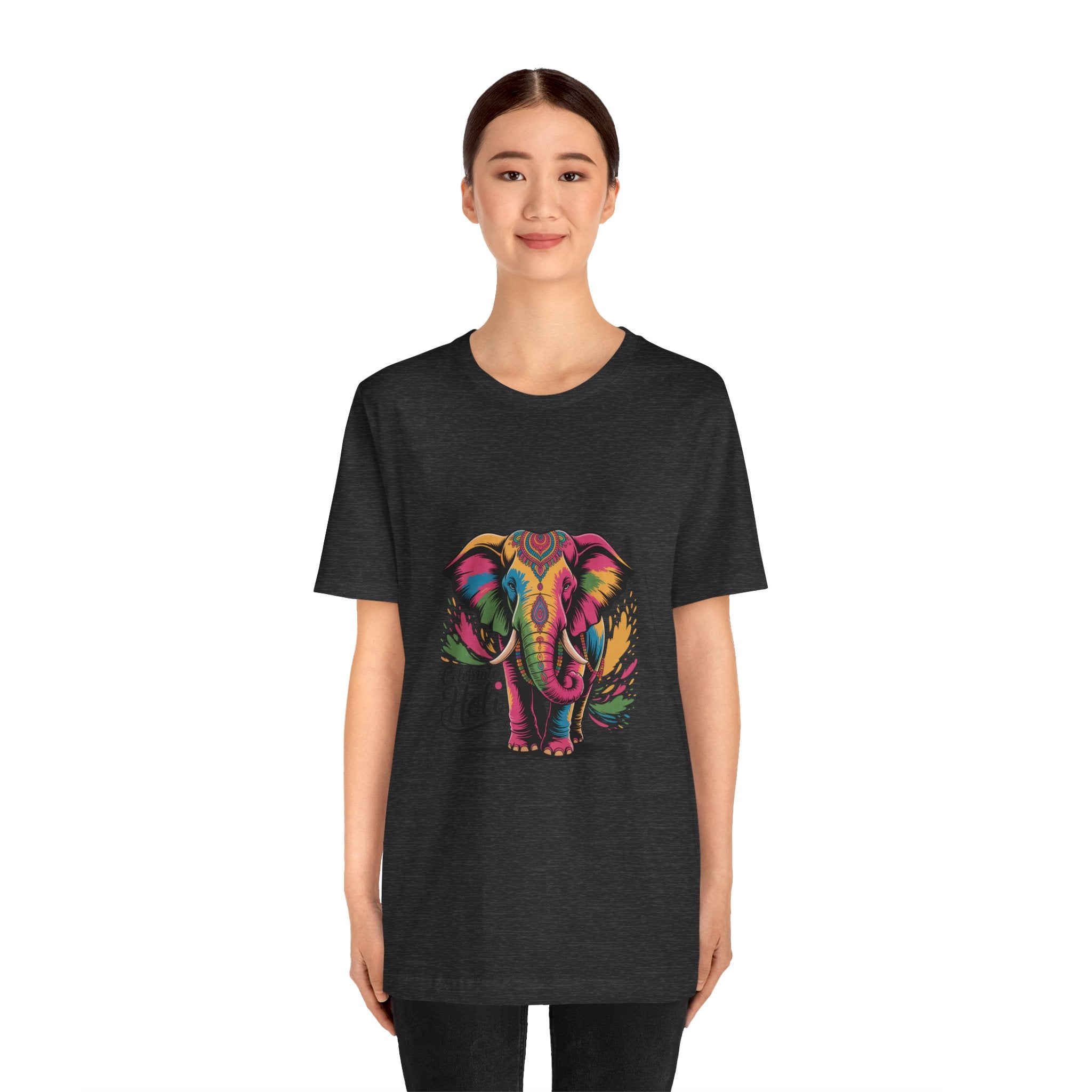 Holi Festival T-Shirt, Colorful Elephant Holi Tee, Color Splash Tee, Festival Party Wear