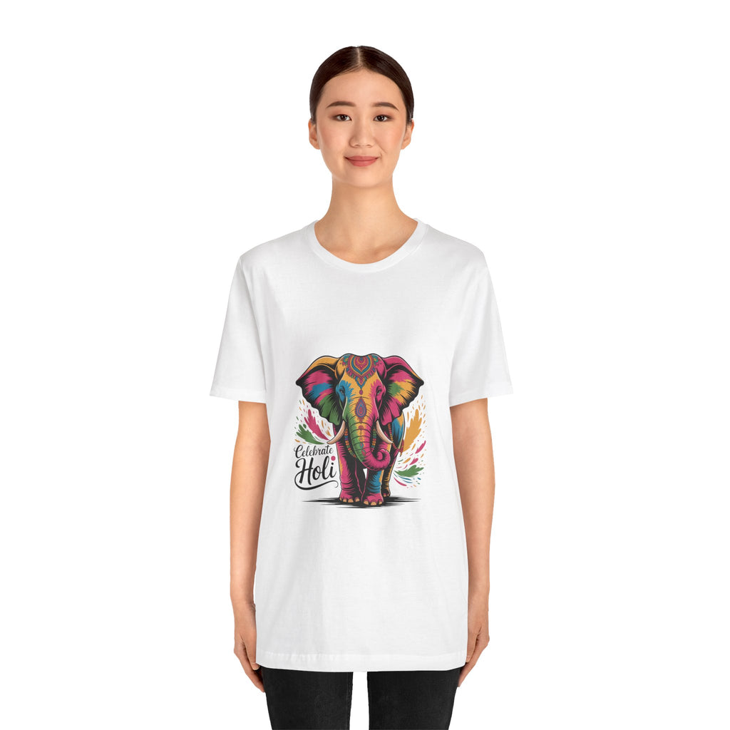 Holi Festival T-Shirt, Colorful Elephant Holi Tee, Color Splash Tee, Festival Party Wear