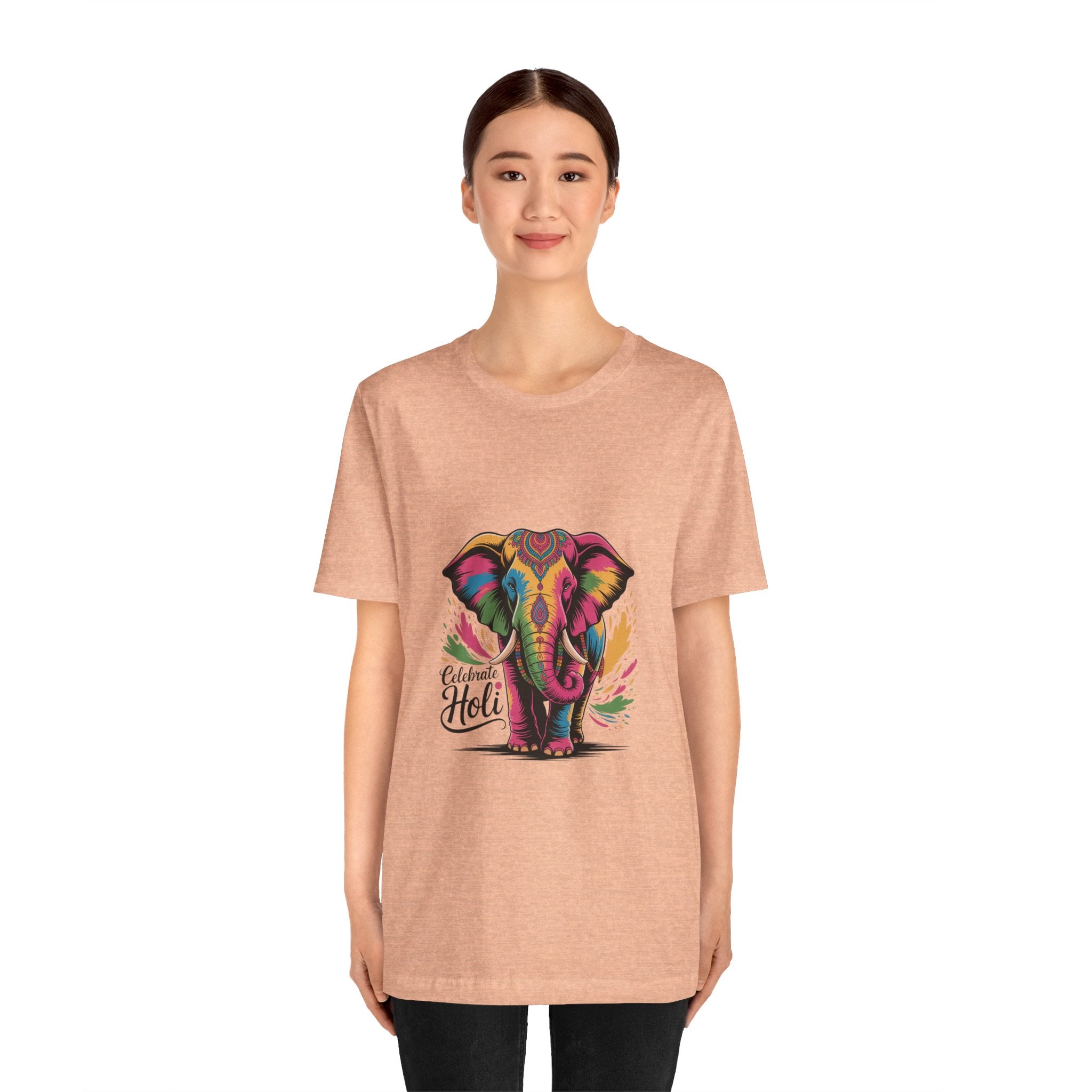 Holi Festival T-Shirt, Colorful Elephant Holi Tee, Color Splash Tee, Festival Party Wear