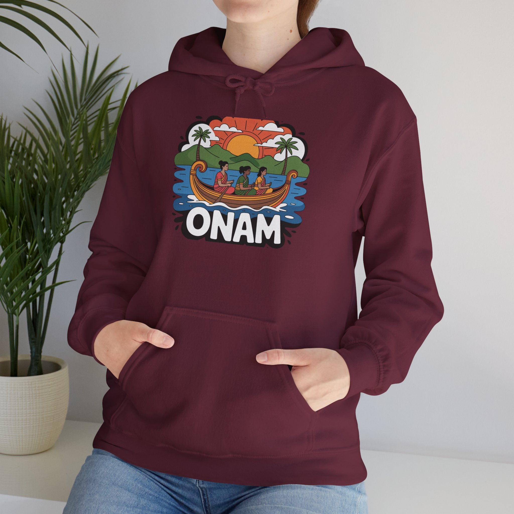 Onam Hoodie, Kerala Festival Hoodie, Traditional Pookalam & Sadya Wear, Family Festive Wear
