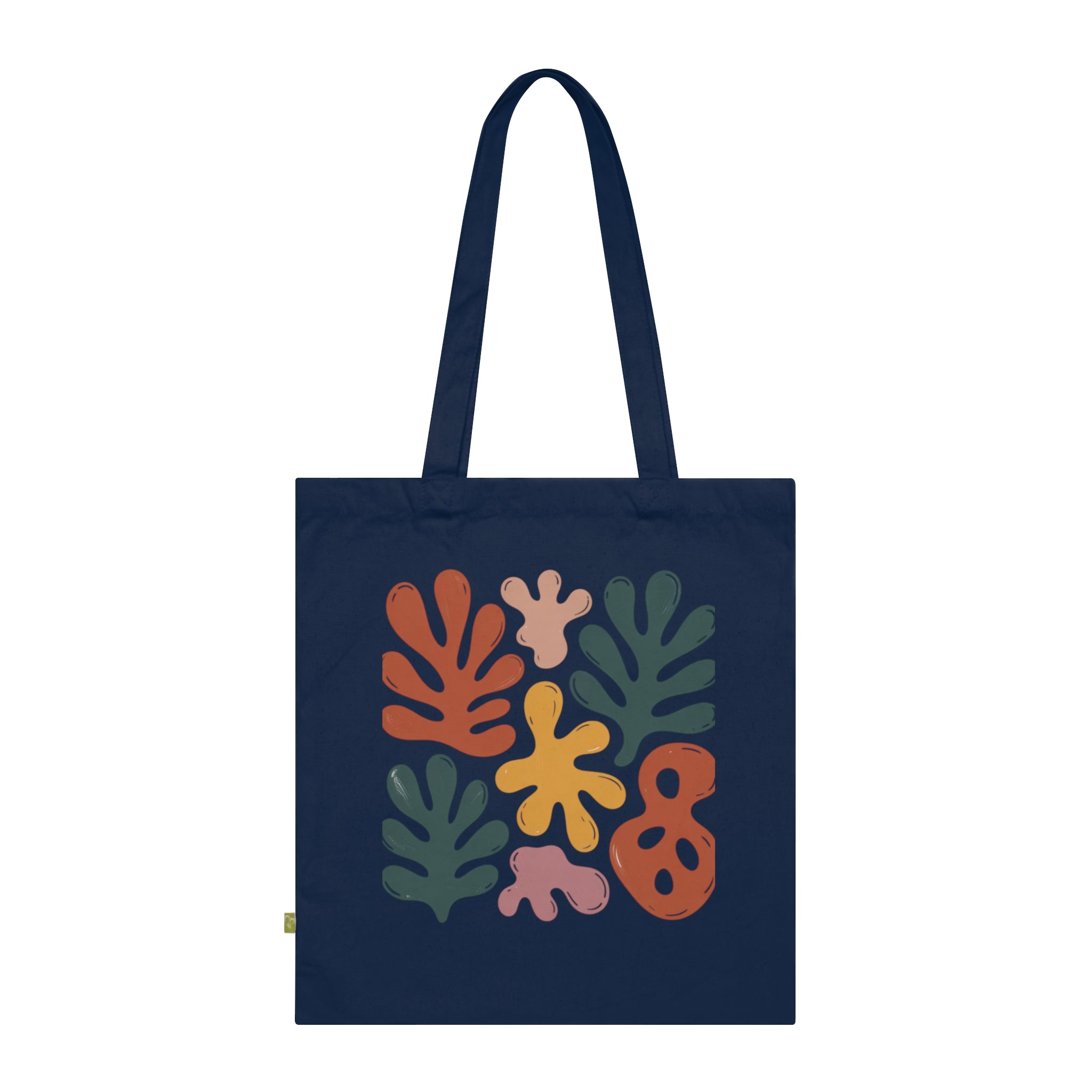 Organic Cotton Tote Bag with Abstract Leaf Design, Eco-Friendly Shopping Bag, Reusable Grocery Tote