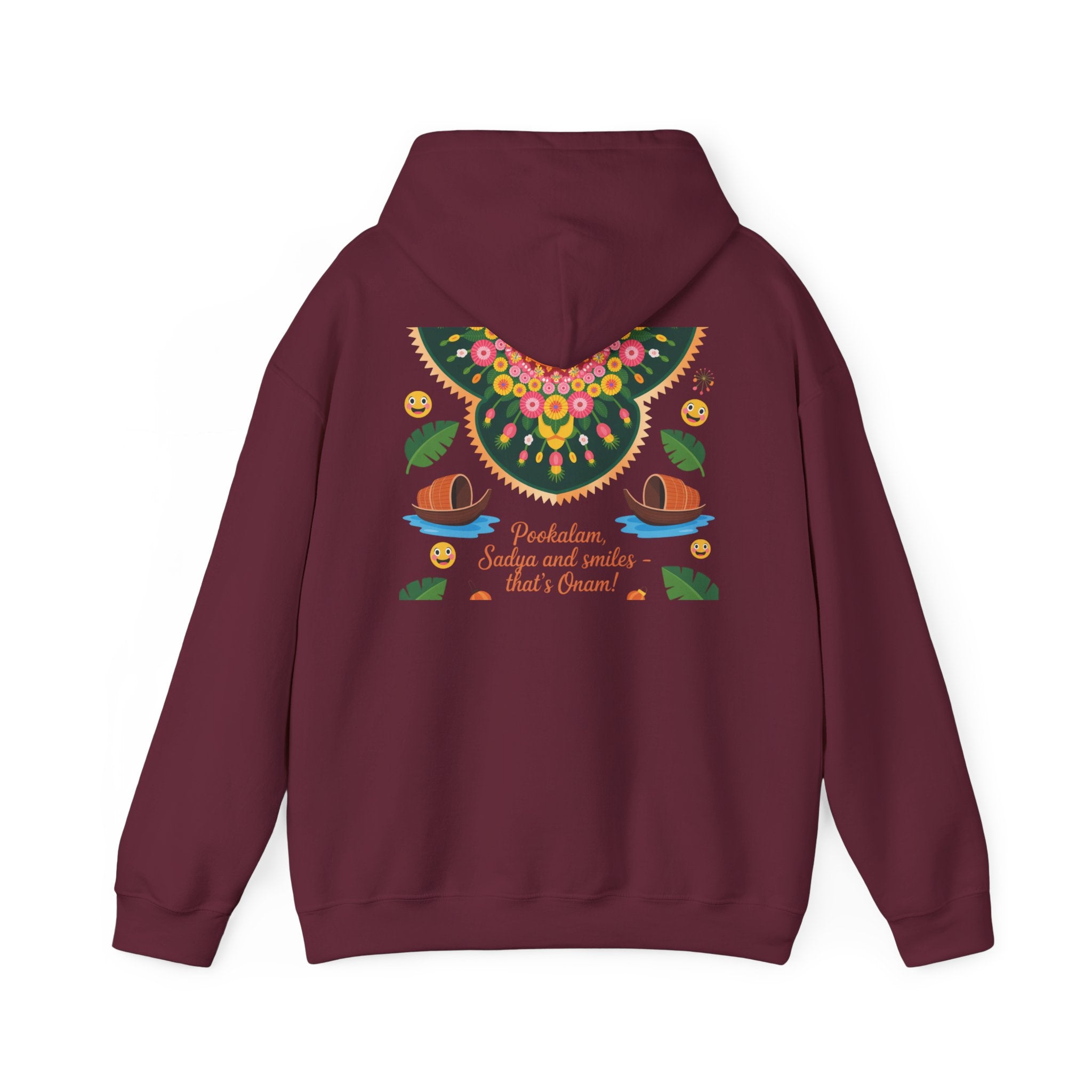 Onam Hoodie, Kerala Festival Hoodie, Traditional Pookalam & Sadya Wear, Family Festive Wear