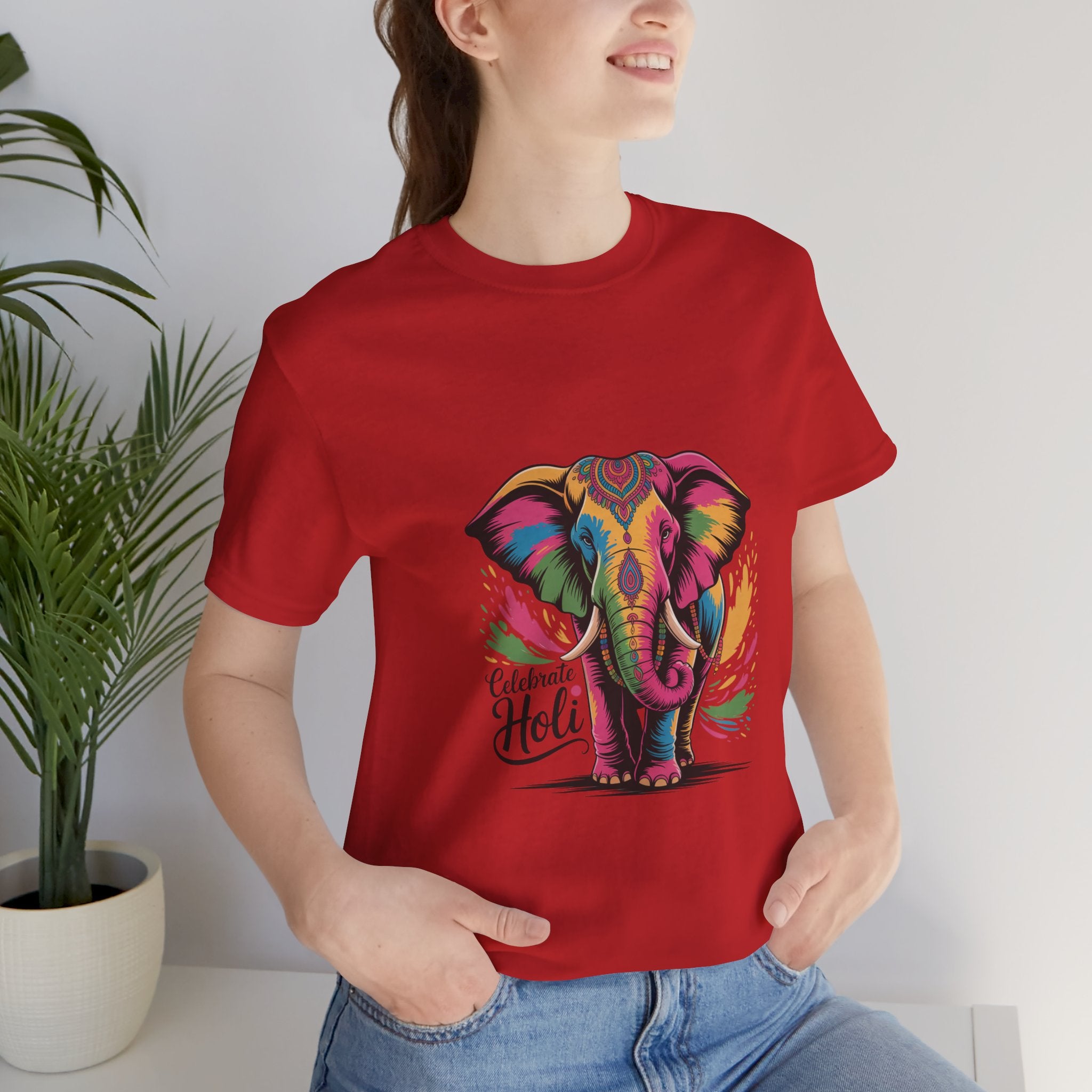 Holi Festival T-Shirt, Colorful Elephant Holi Tee, Color Splash Tee, Festival Party Wear