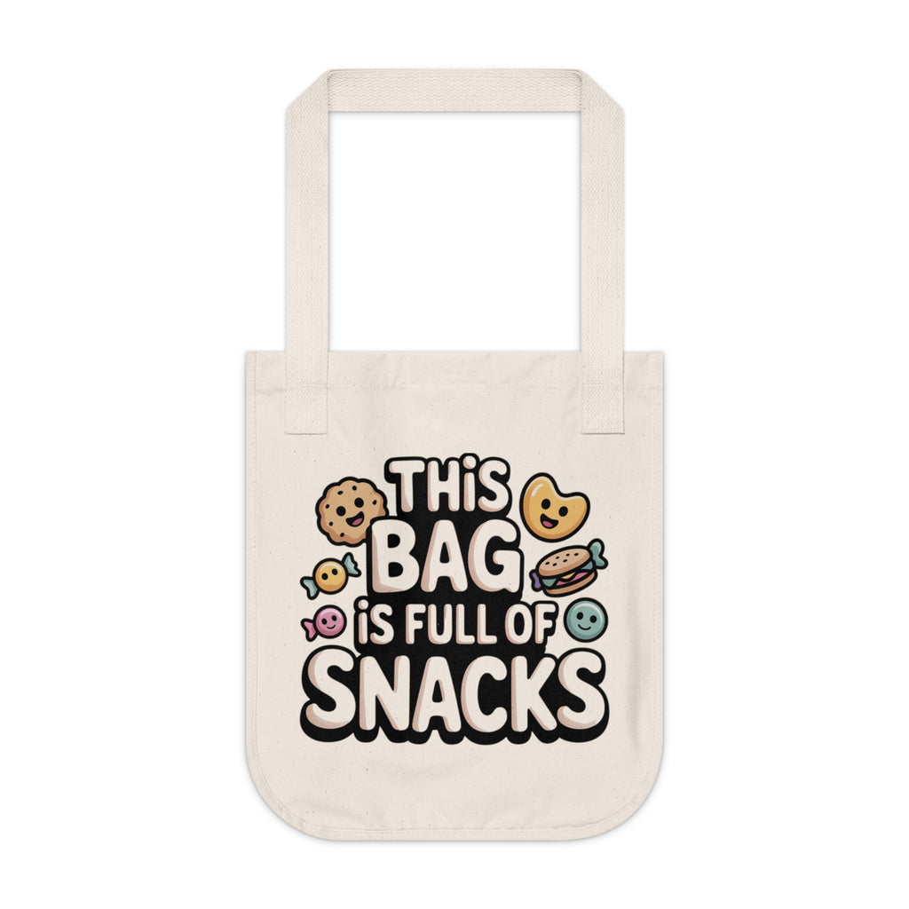 Snack Lover's Organic Canvas Tote Bag, Reusable Grocery Bag, Eco-Friendly Bag, Gift for Foodies