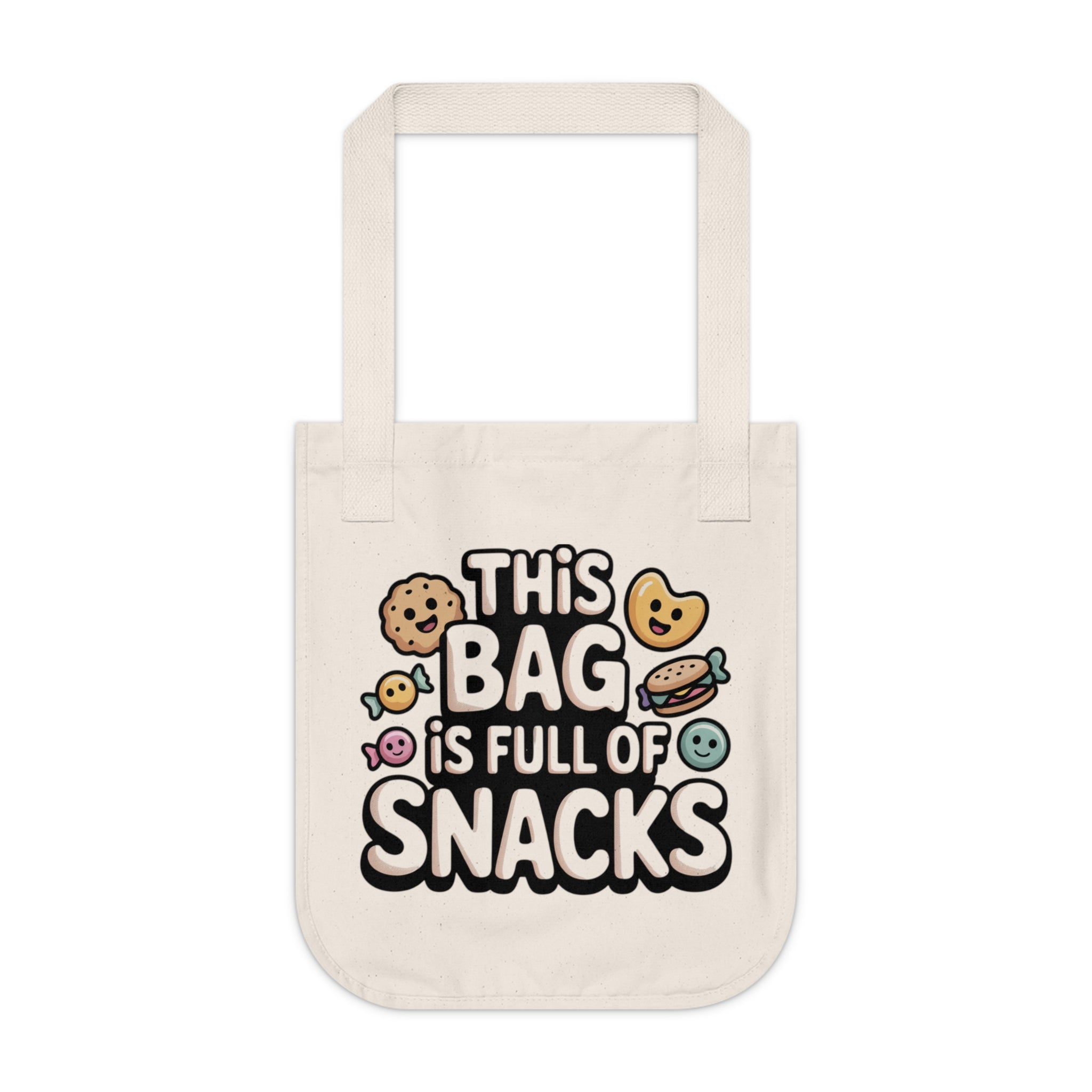 Snack Lover's Organic Canvas Tote Bag, Reusable Grocery Bag, Eco-Friendly Bag, Gift for Foodies