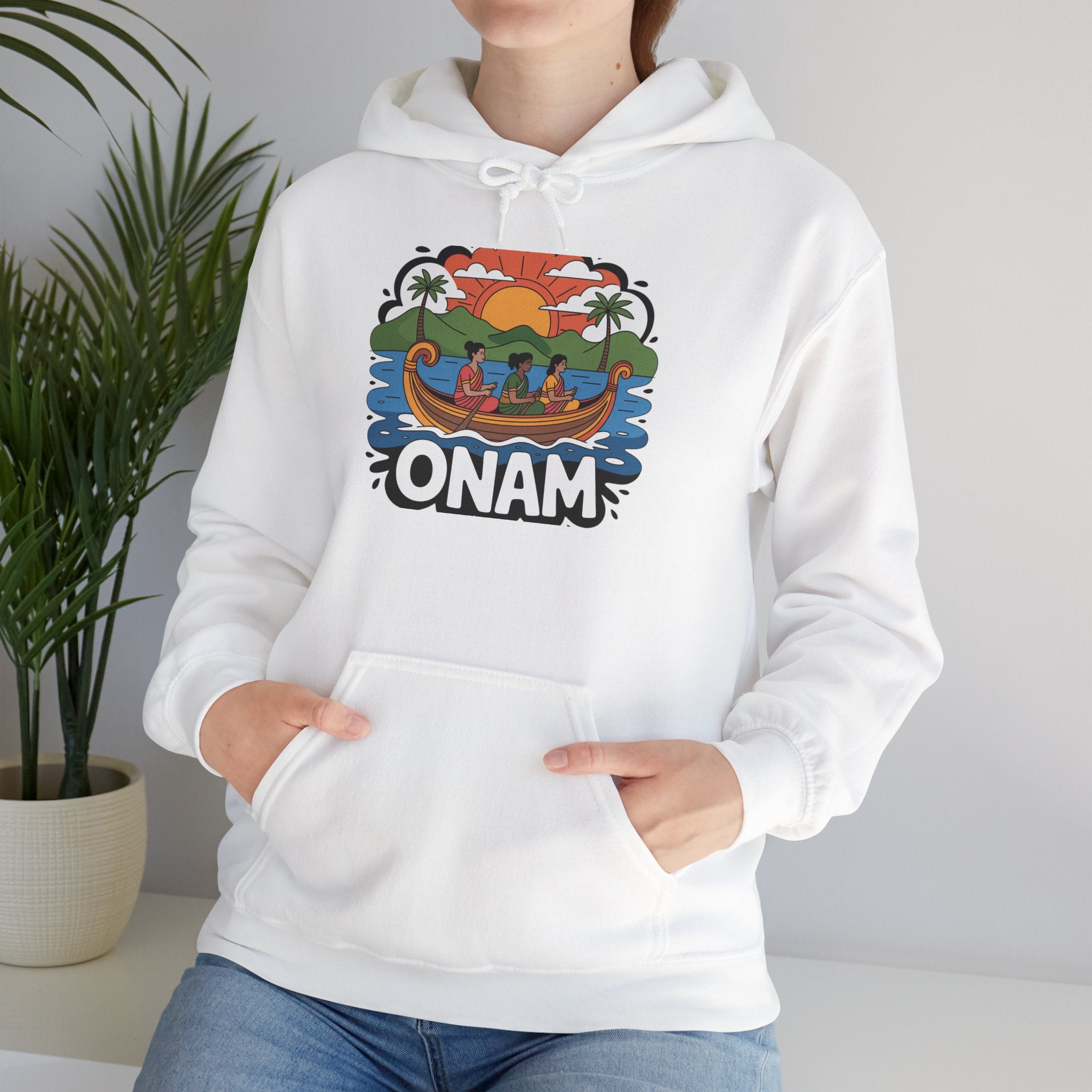 Onam Hoodie, Kerala Festival Hoodie, Traditional Pookalam & Sadya Wear, Family Festive Wear